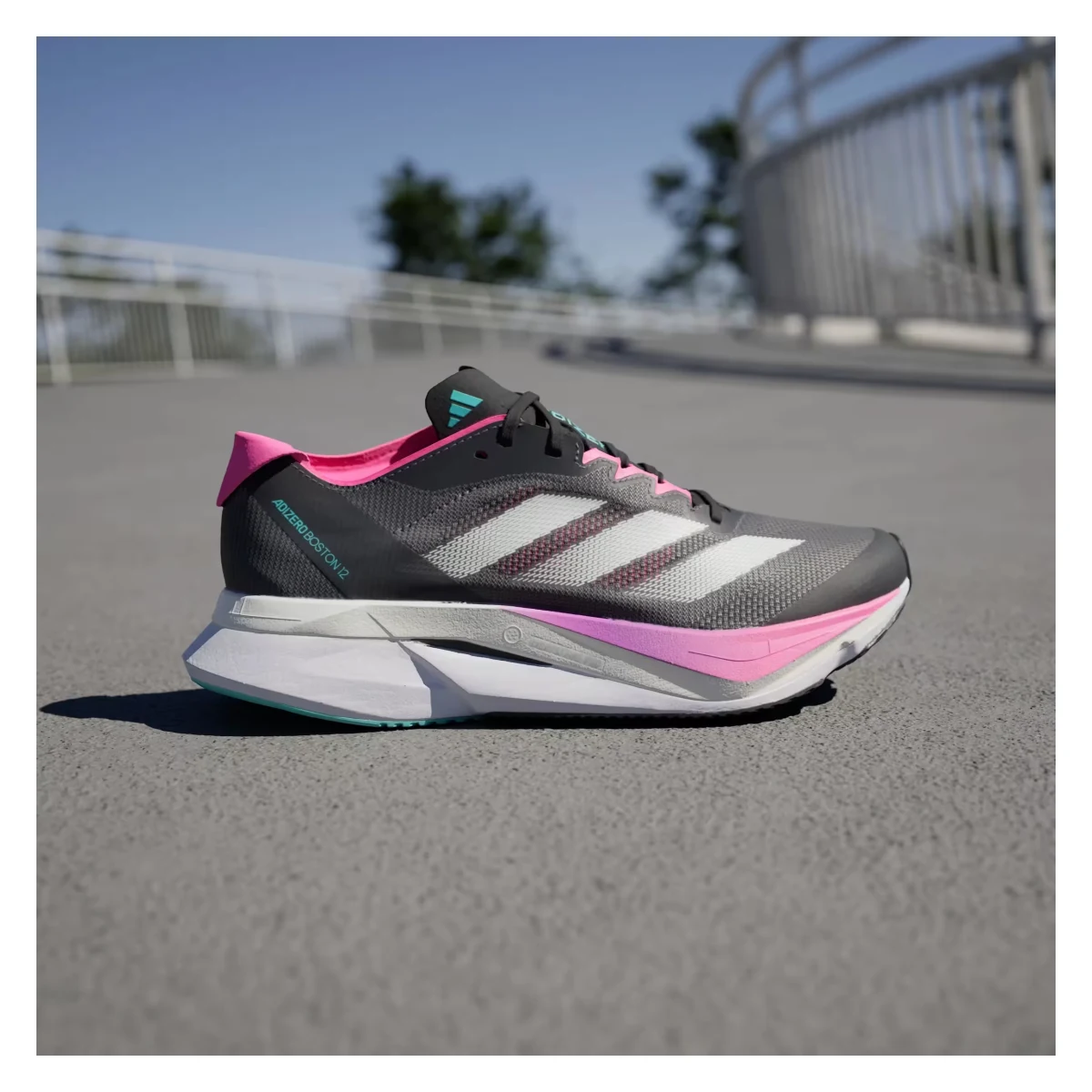 adidas Adizero Boston 12 Grey Five Crystal Jade Lucid Pink (Women's)