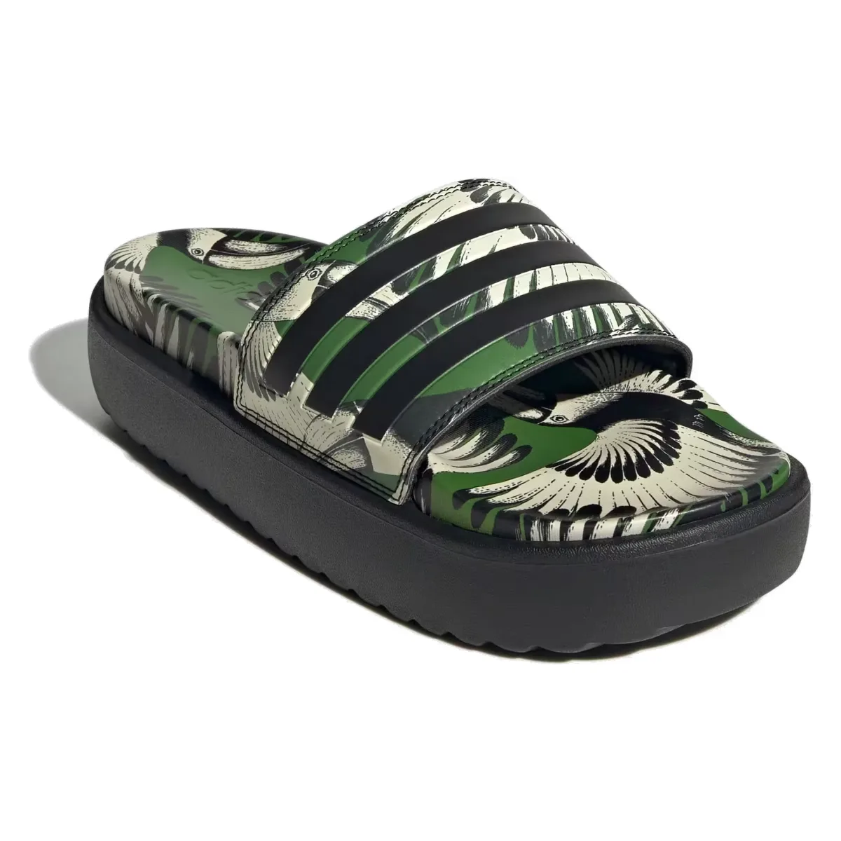 adidas Adilette Platform Slides Crew Green Core Black (Women's)