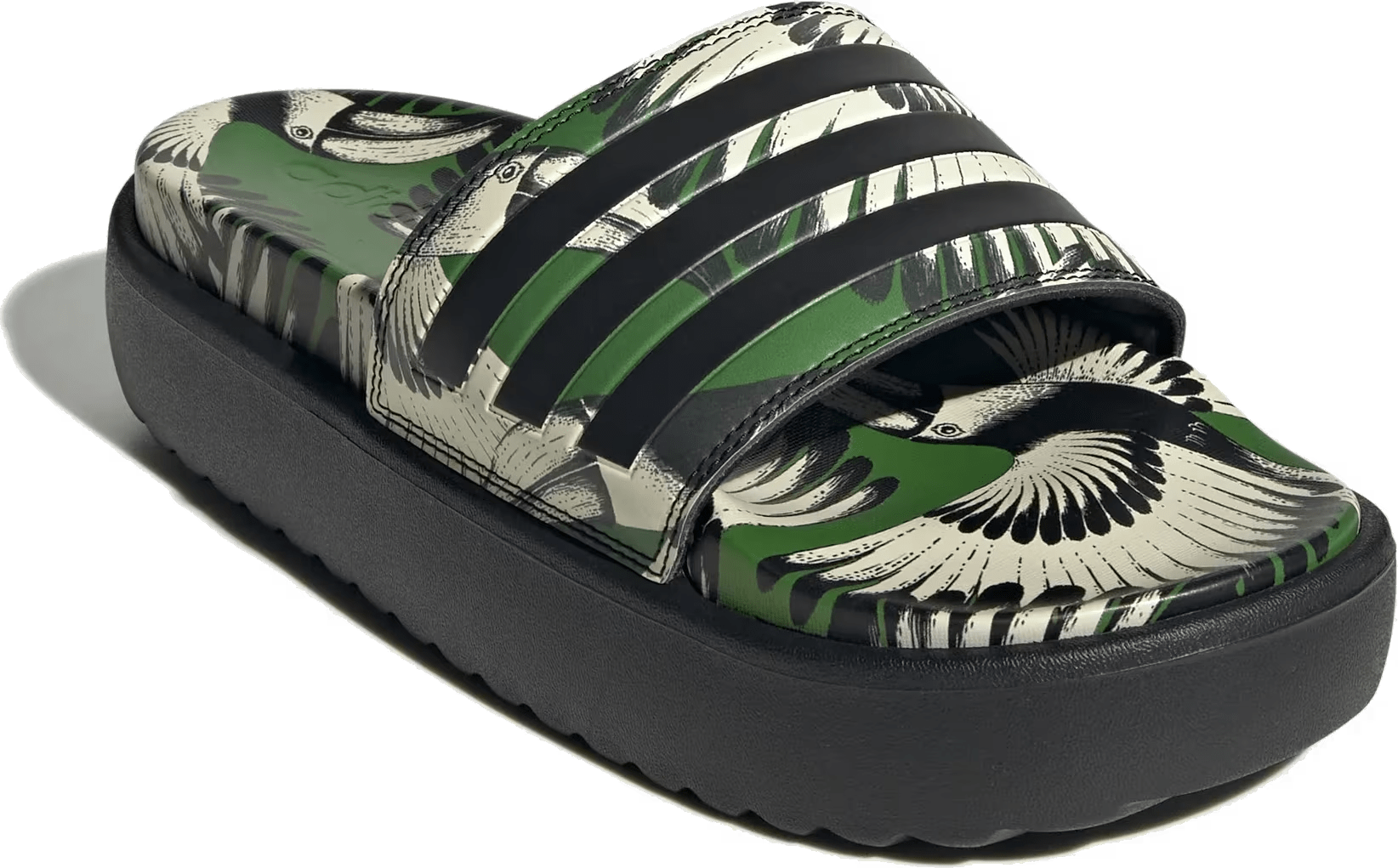 adidas Adilette Platform Slides Crew Green Core Black (Women's)