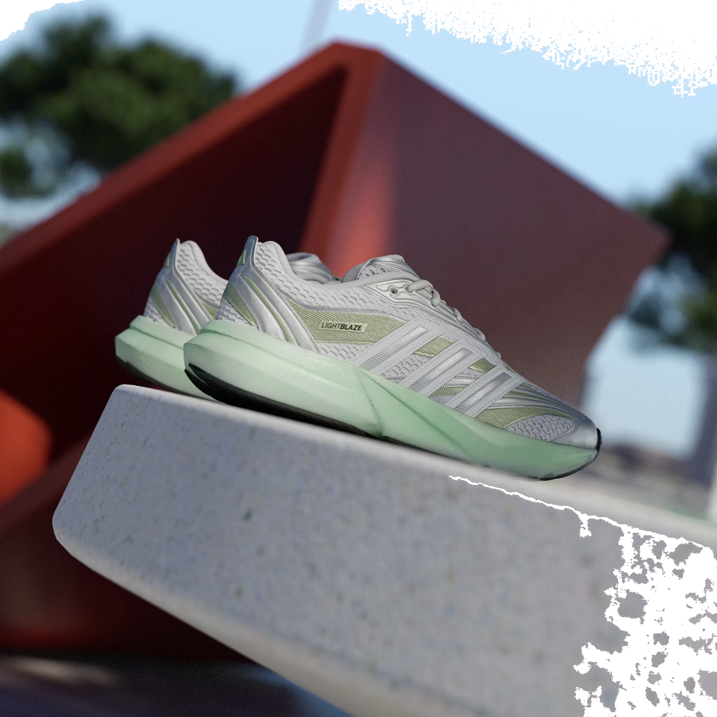 adidas Lightblaze Glow Cloud White Silver Metallic Magic Lime Met (Women's)