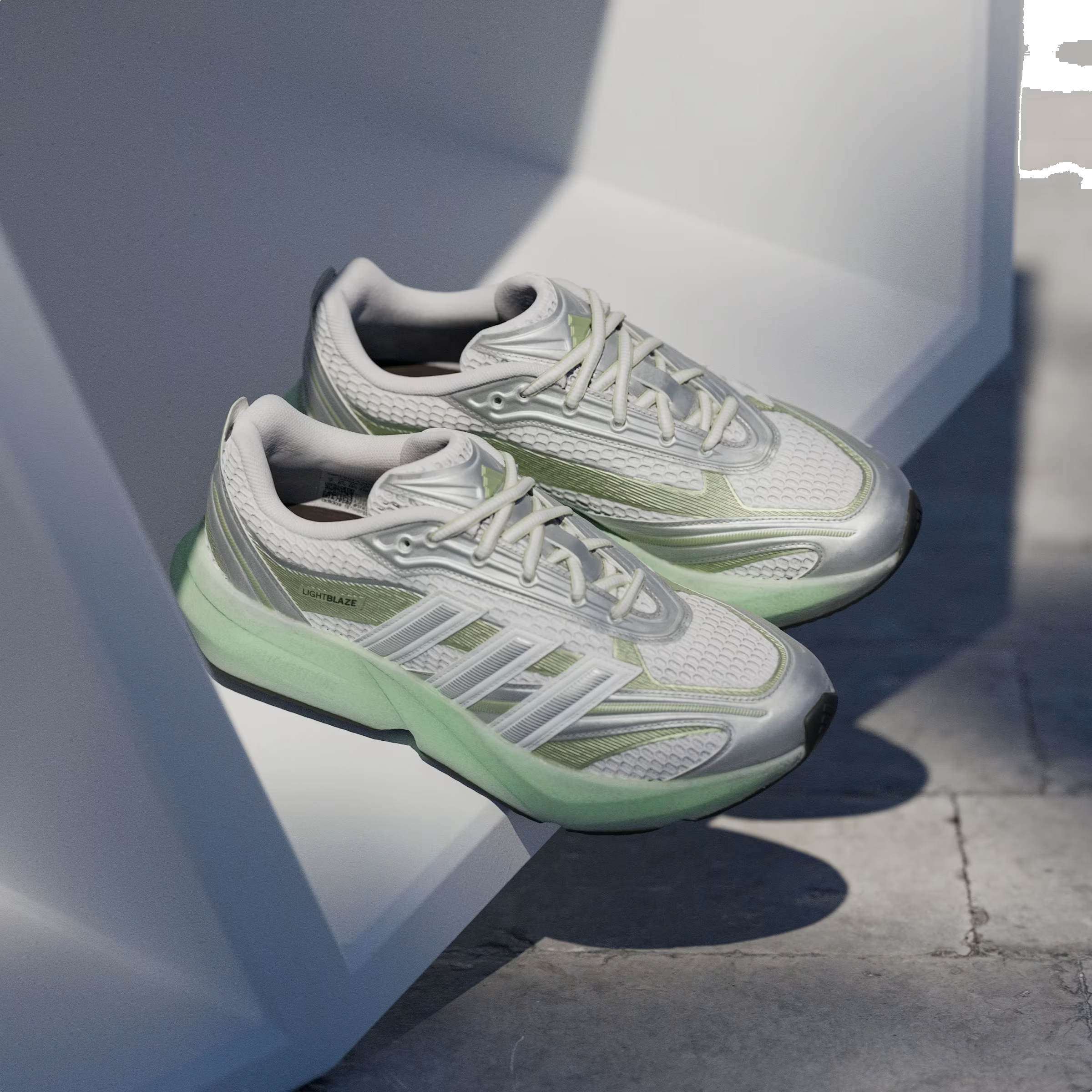 adidas Lightblaze Glow Cloud White Silver Metallic Magic Lime Met (Women's)