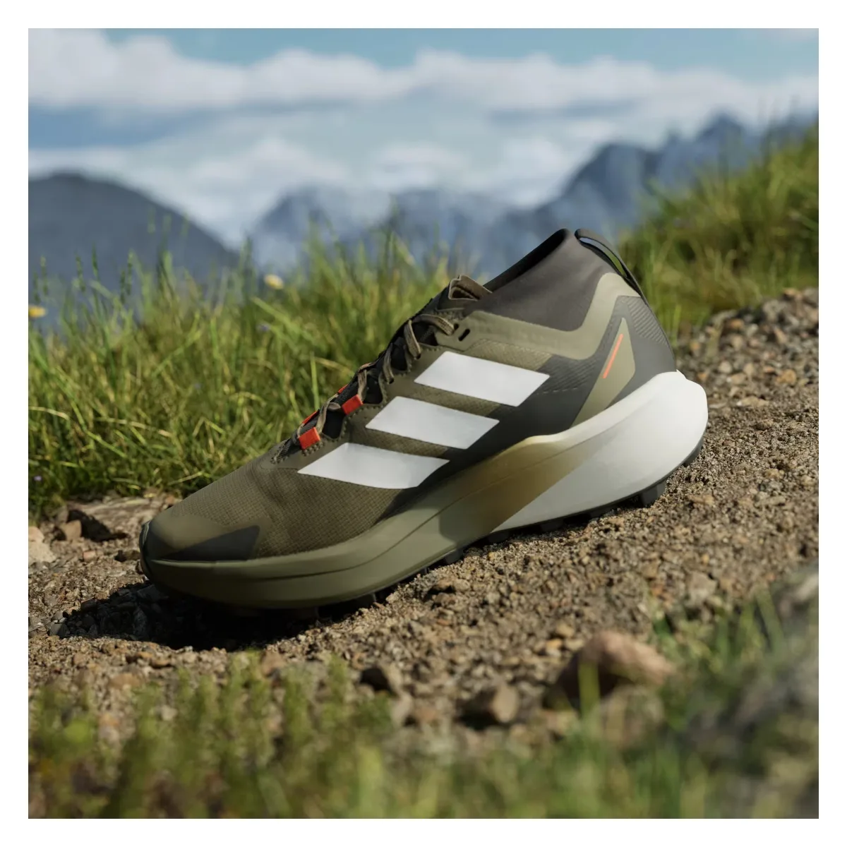 adidas Terrex Agravic Gore-Tex Trail Olive Strata Cloud White Semi Impact Orange