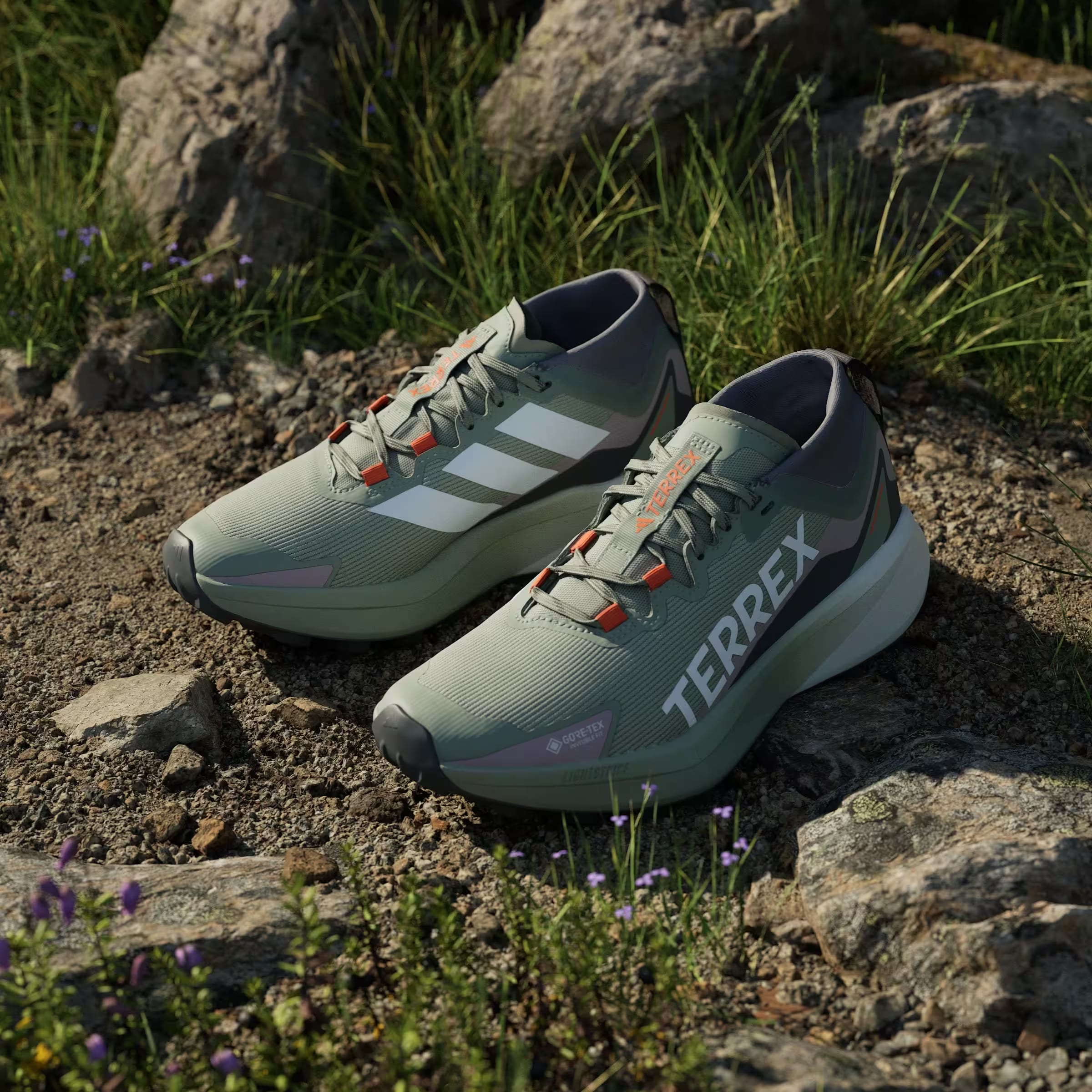 adidas Terrex Agravic Gore-Tex Trail Silver Green Cloud White Preloved Fig (Women's)