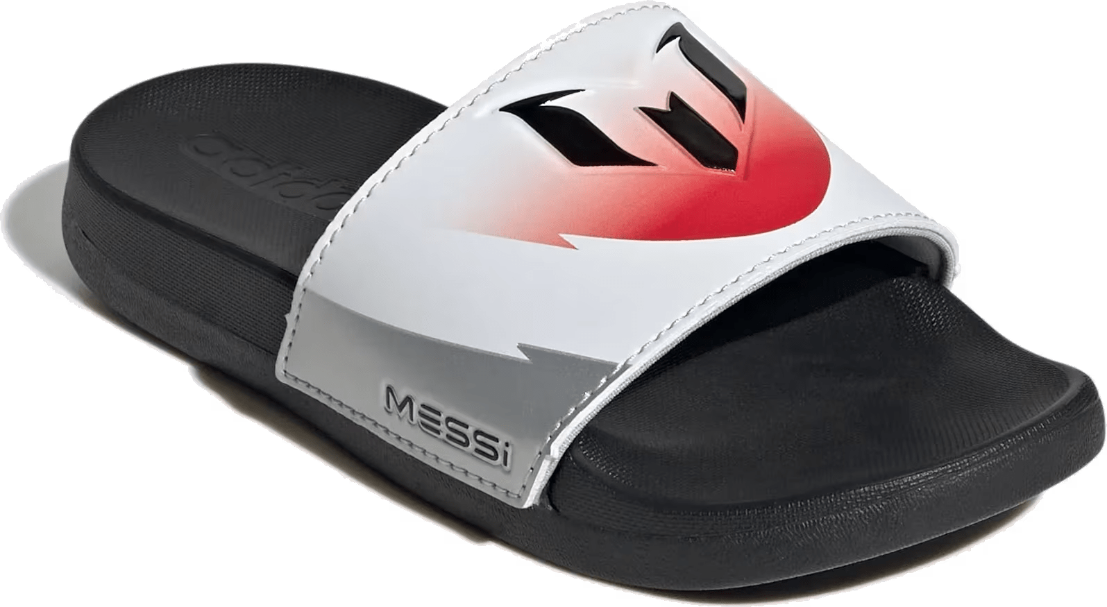 adidas Adilette Comfort Slides Messi White Black Lucid Red (GS)