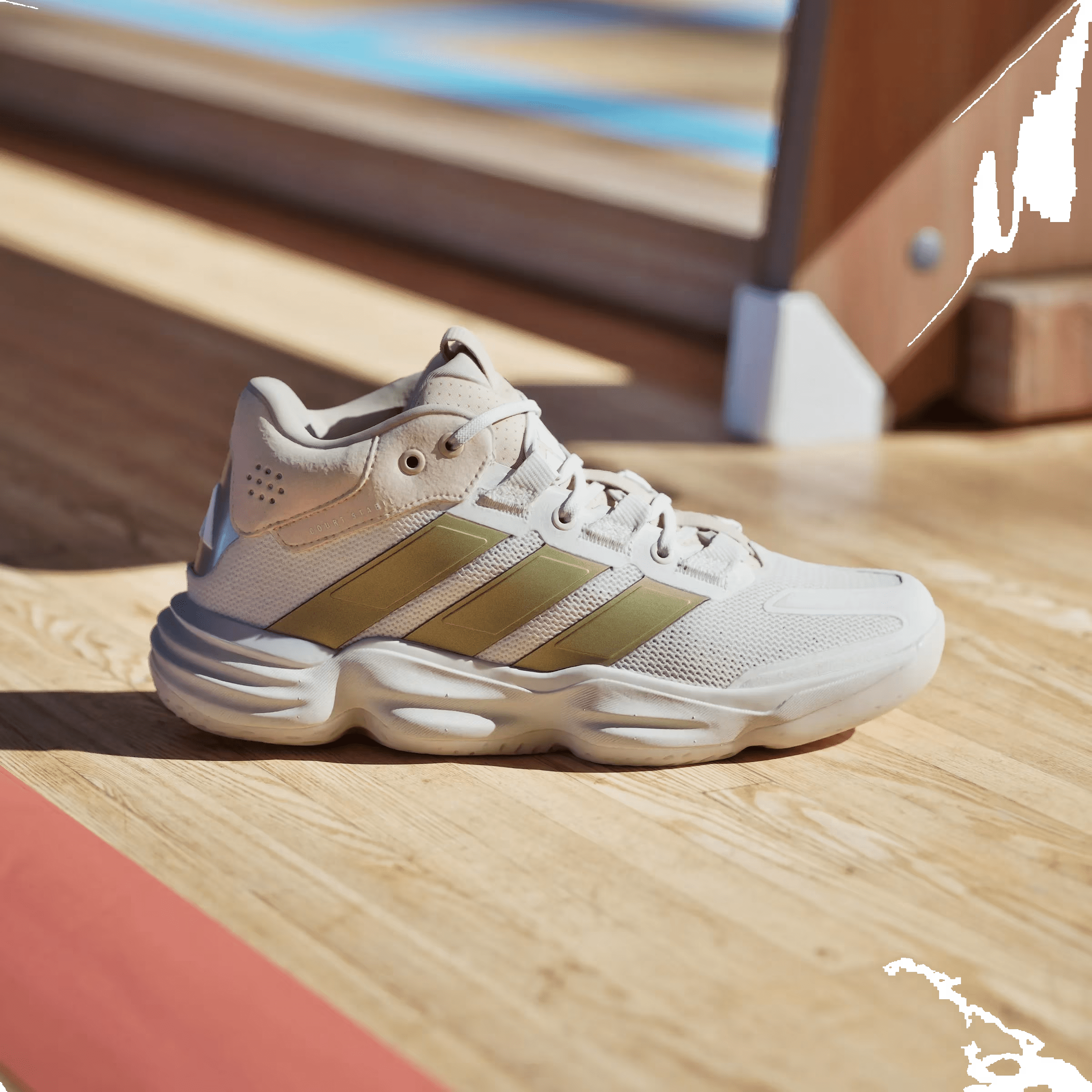 adidas Court Stabil Indoor Off White Gold Metallic Crystal Sand (Women's)