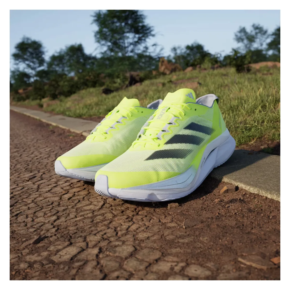 adidas Adizero Boston 12 Lucid Lemon Core Black Silver Metallic