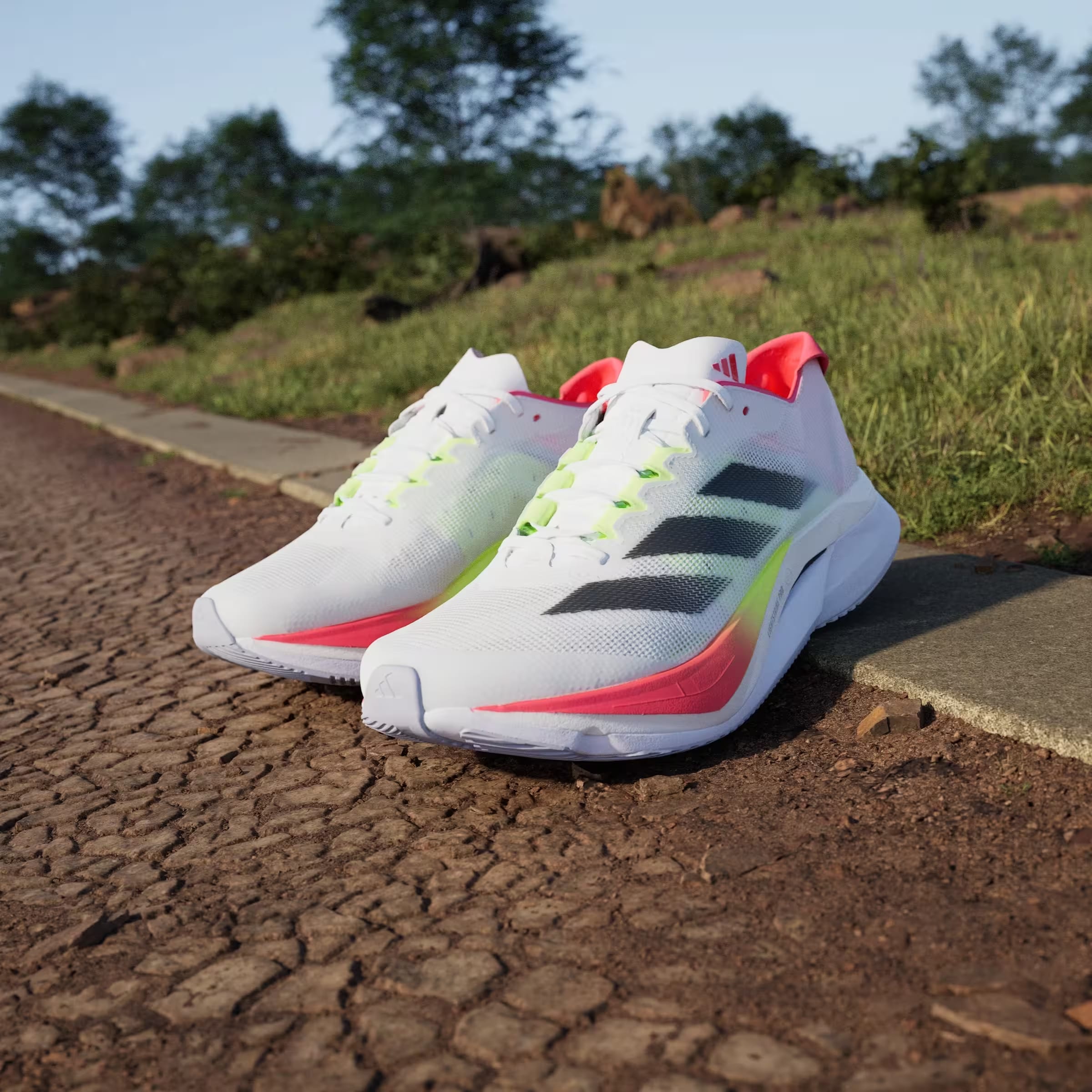 adidas Adizero Boston 12 Cloud White Core Black Lucid Red (Women's)