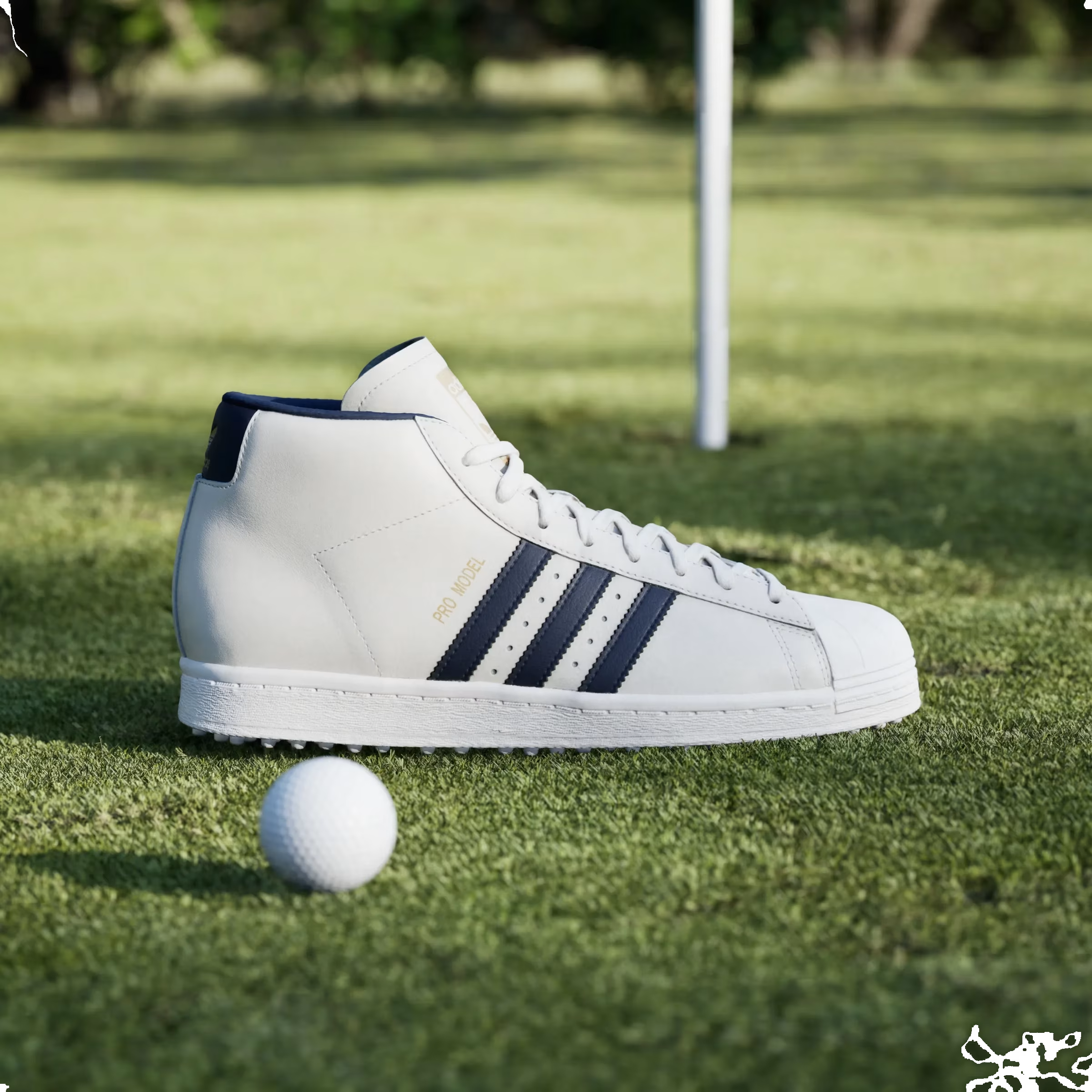 adidas Pro Model Midcut Spikeless Golf Chalk White Night Indigo