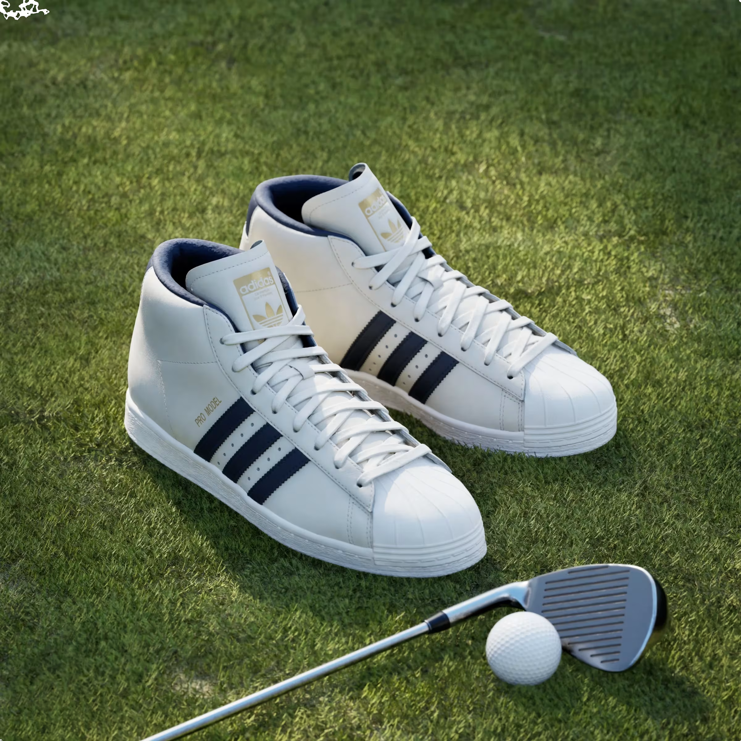 adidas Pro Model Midcut Spikeless Golf Chalk White Night Indigo