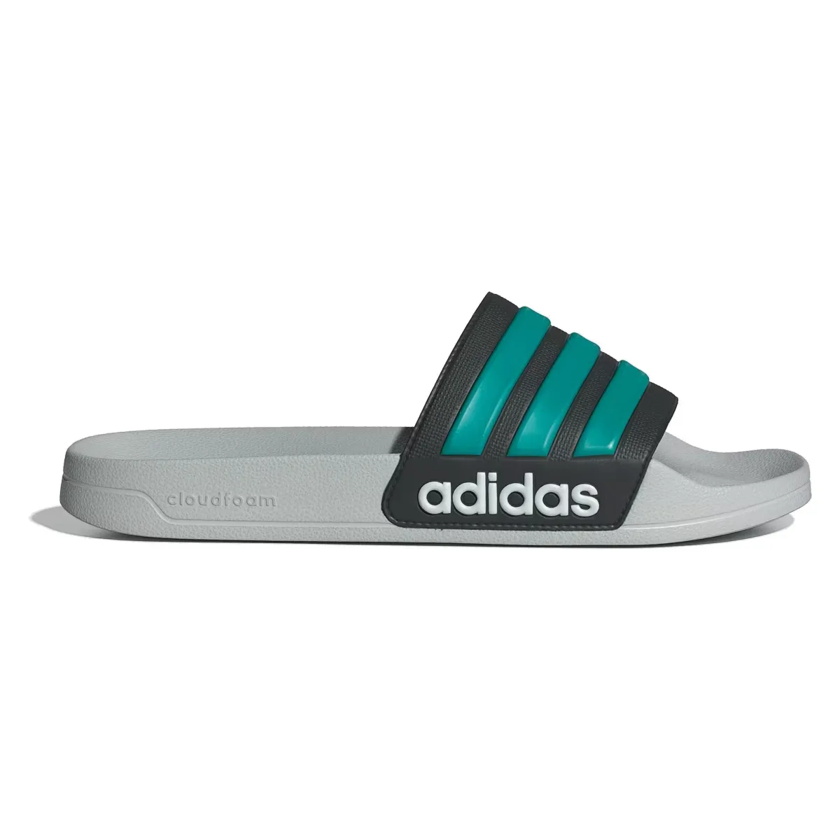 adidas Adilette Shower Slides Core Black Pure Teal Grey Two