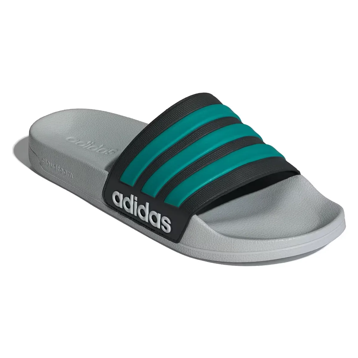adidas Adilette Shower Slides Core Black Pure Teal Grey Two