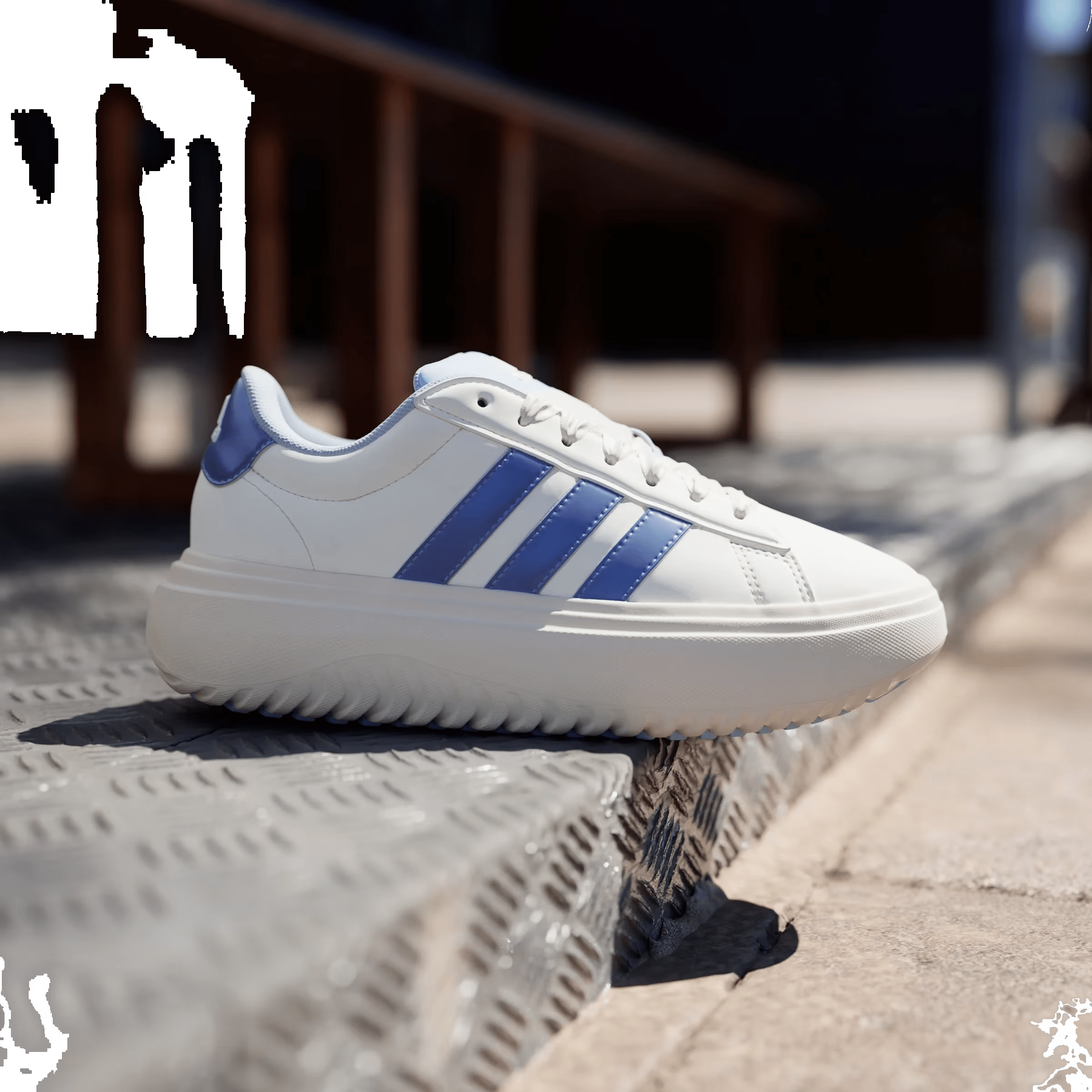 adidas Grand Court Platform Off White Blue Spark Metallic Wonder White (Women's)