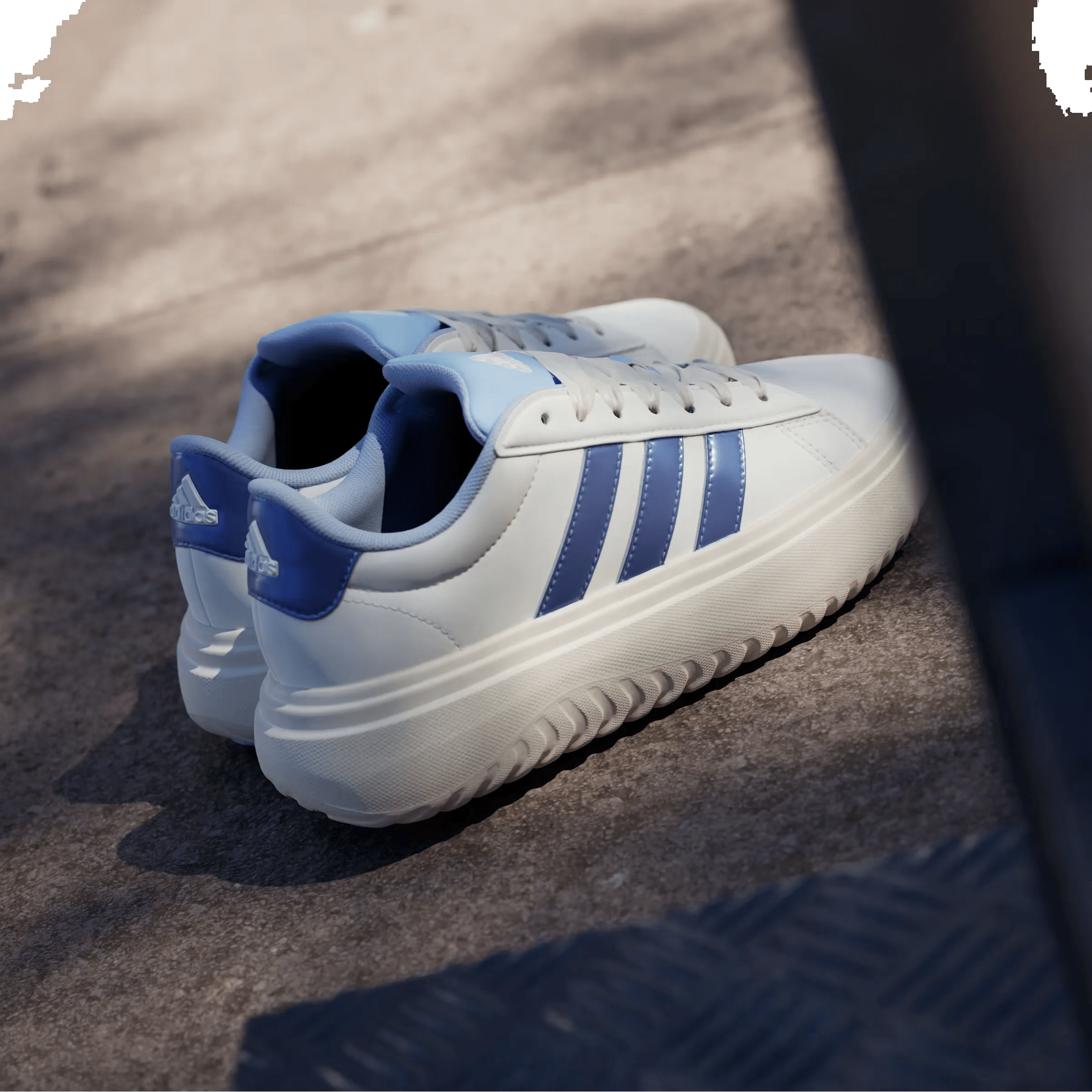 adidas Grand Court Platform Off White Blue Spark Metallic Wonder White (Women's)