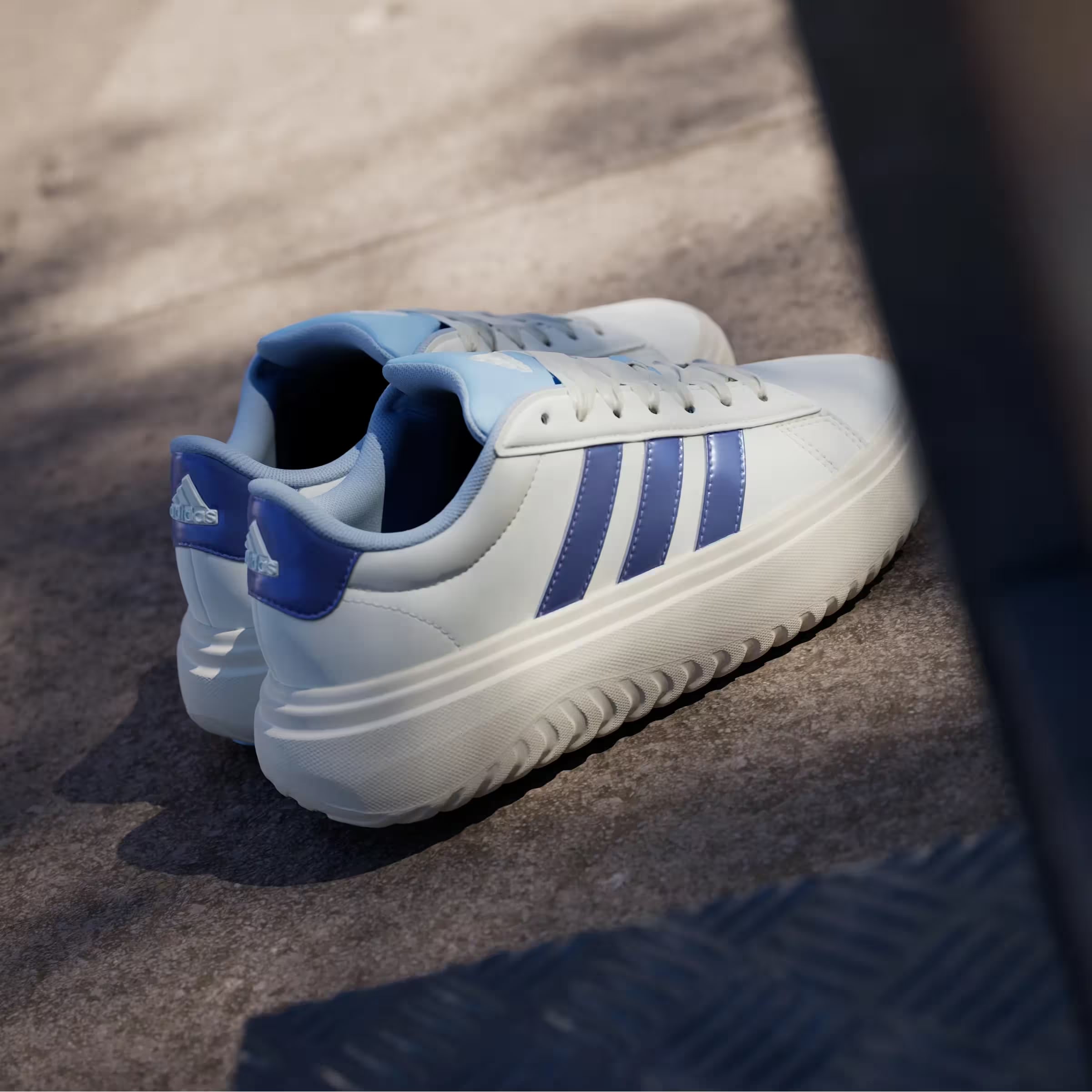 adidas Grand Court Platform Off White Blue Spark Metallic Wonder White (Women's)