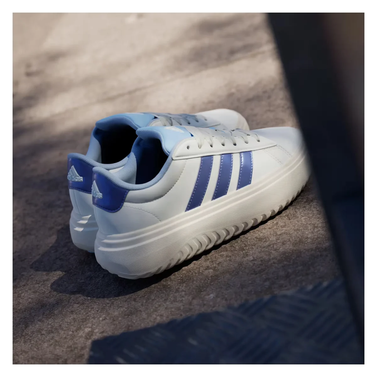 adidas Grand Court Platform Off White Blue Spark Metallic Wonder White (Women's)