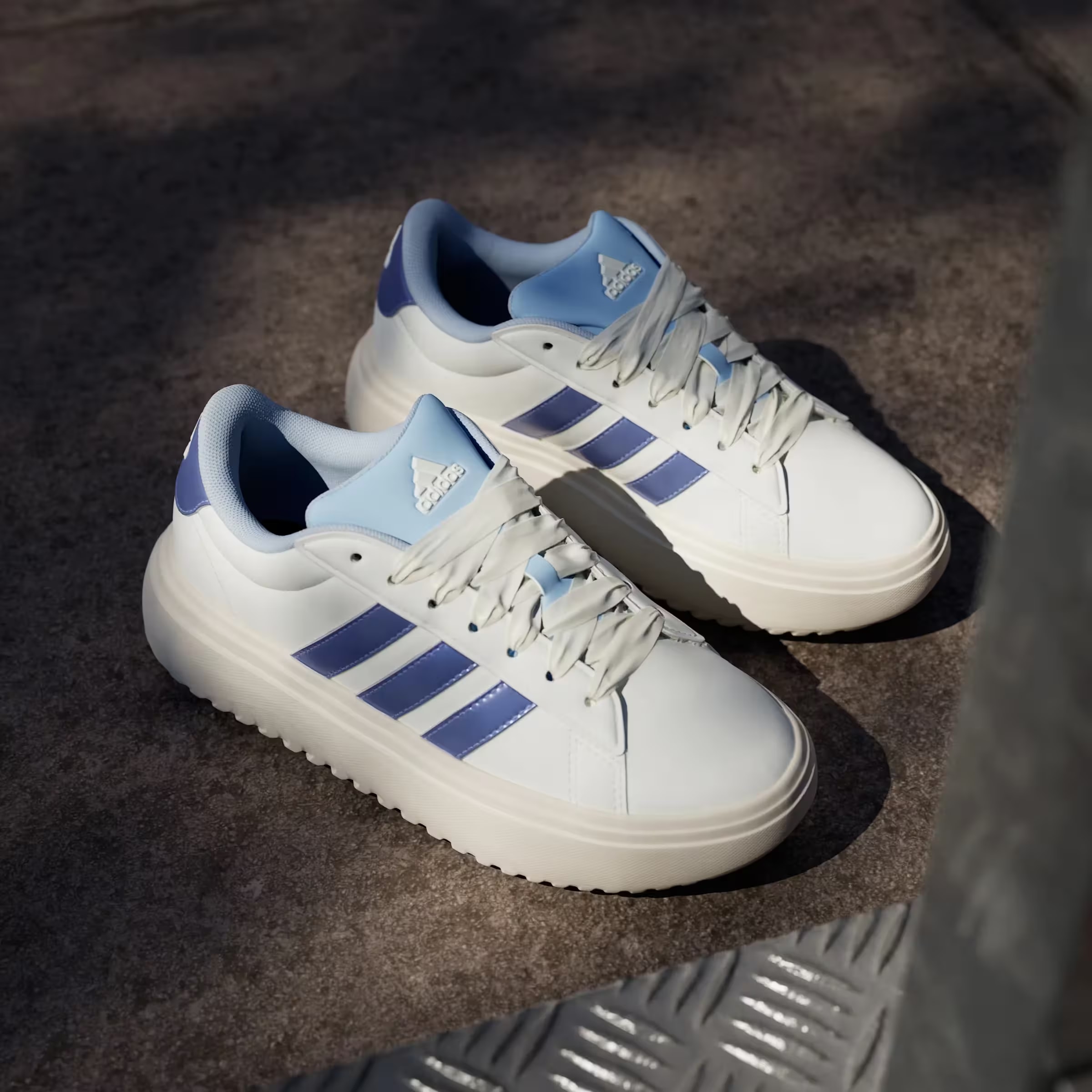 adidas Grand Court Platform Off White Blue Spark Metallic Wonder White (Women's)