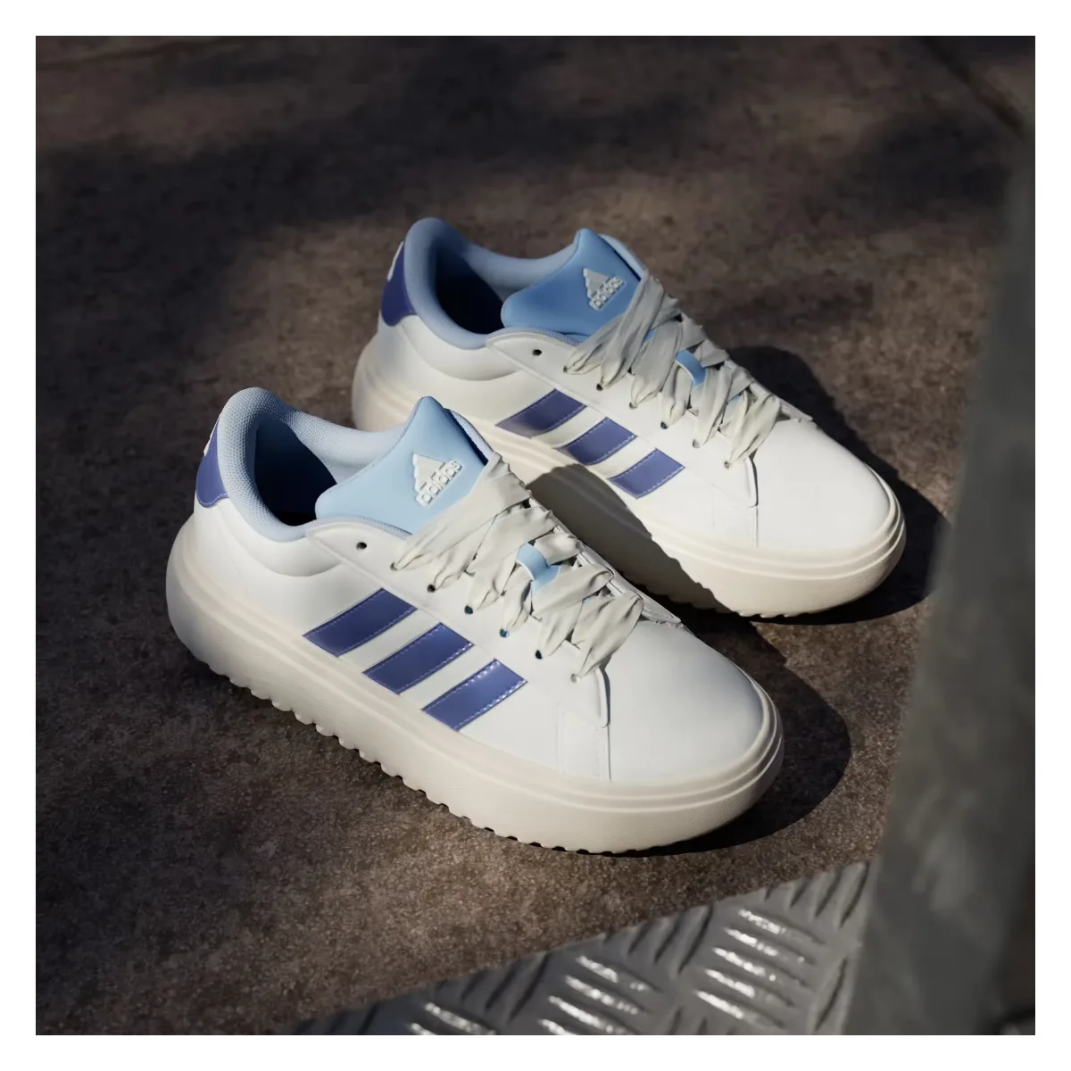adidas Grand Court Platform Off White Blue Spark Metallic Wonder White (Women's)