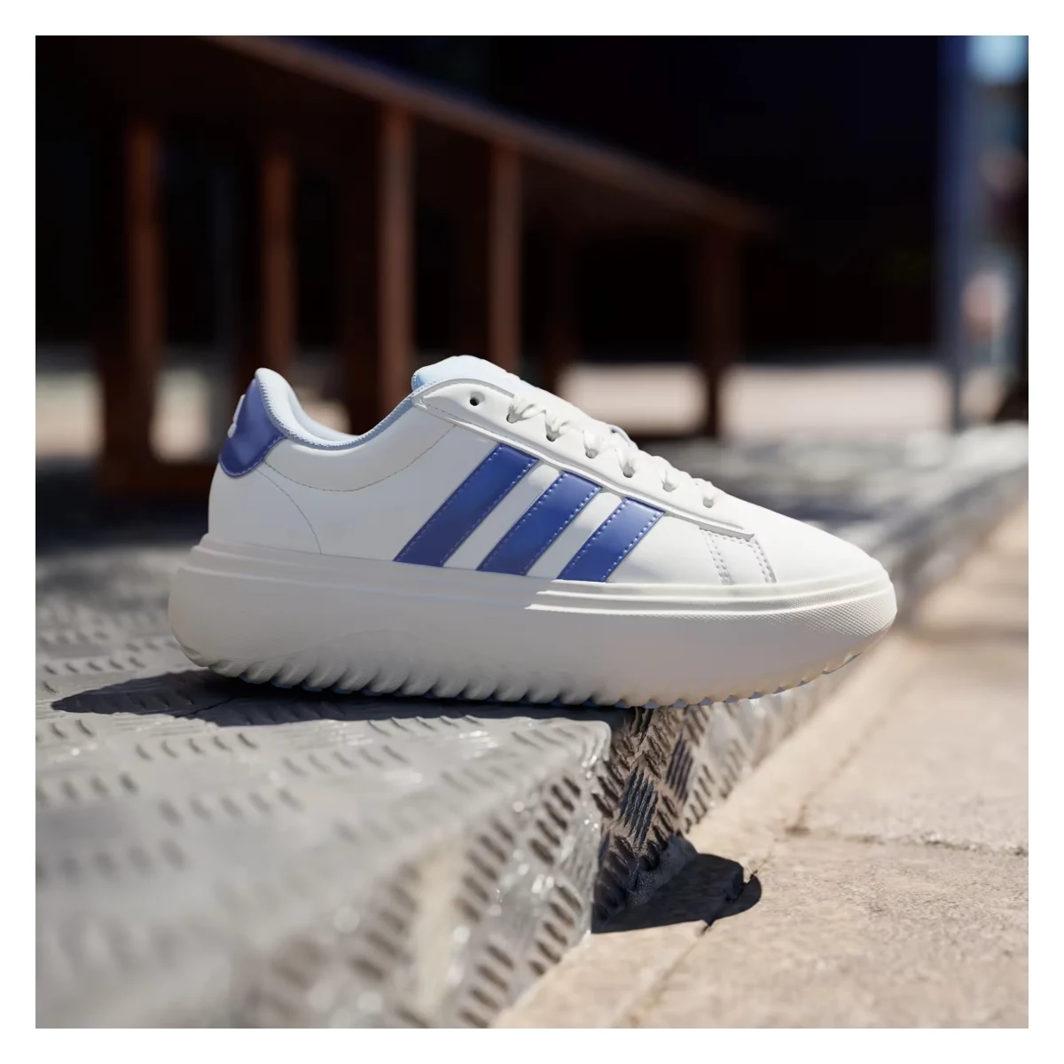 adidas Grand Court Platform Off White Blue Spark Metallic Wonder White (Women's)