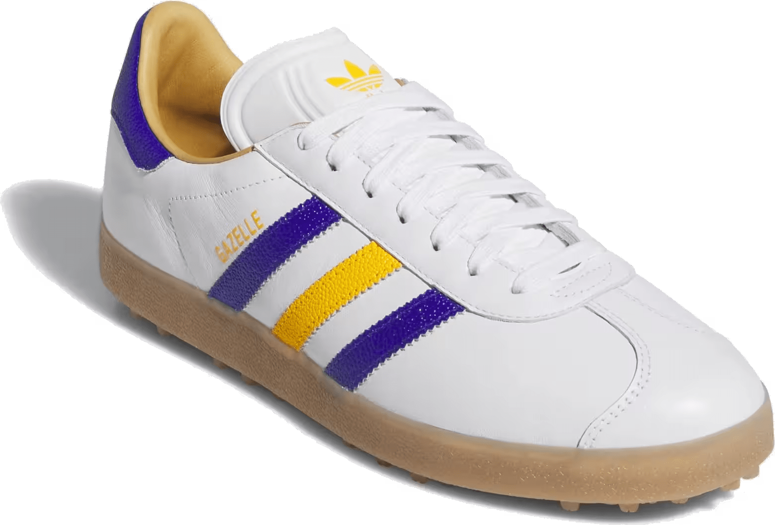 adidas Gazelle Leather Spikeless Golf White Lucid Blue Yellow