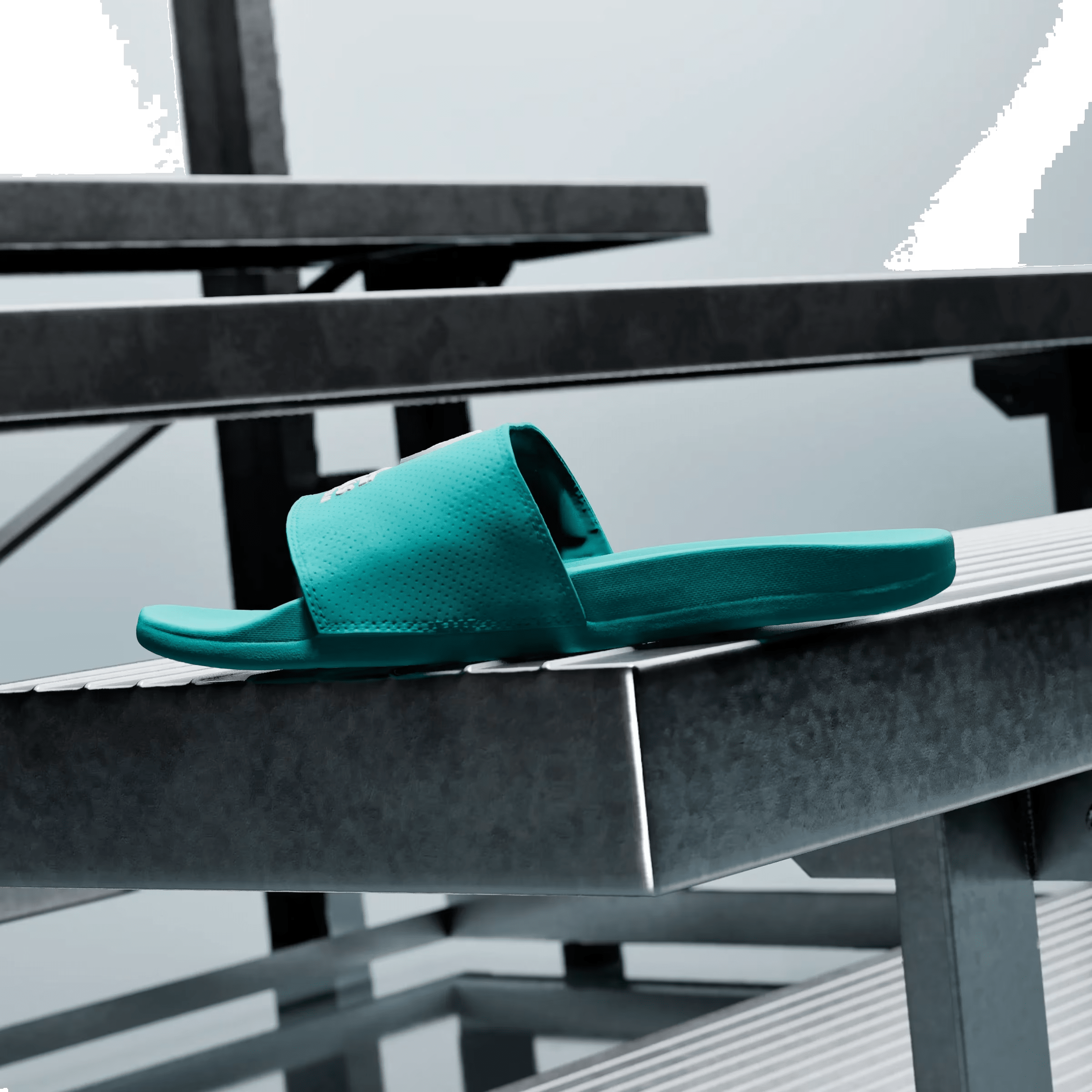 adidas Adilette Comfort Slides Mercedes-AMG Petronas Formula One Team Semi Mint Rush White