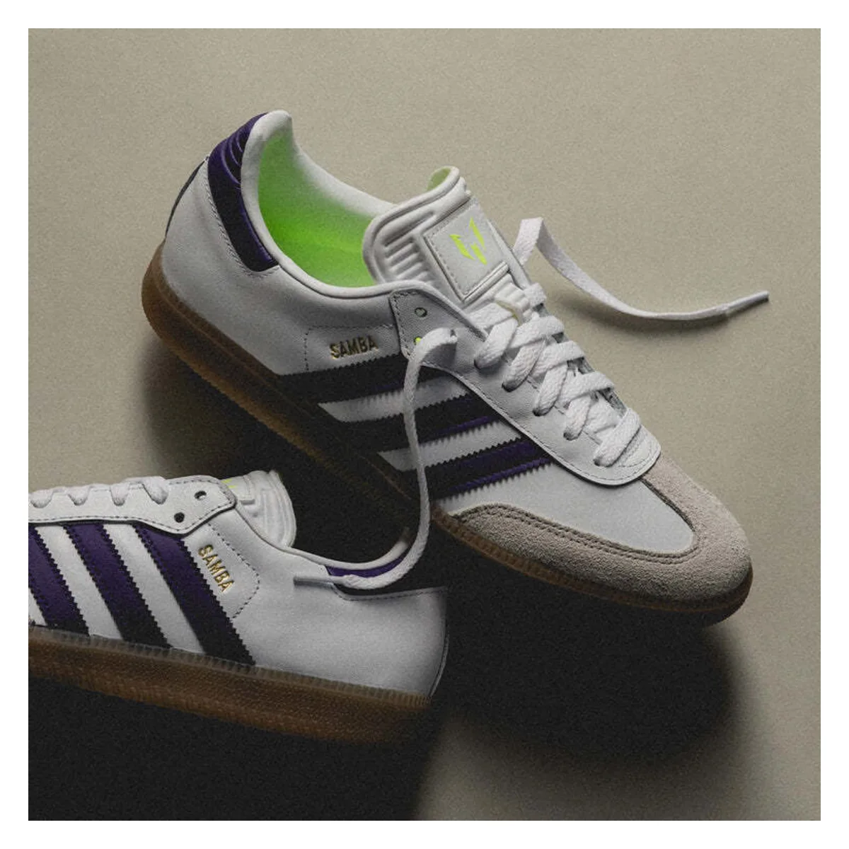 Lionel Messi x Adidas Samba "White Purple"