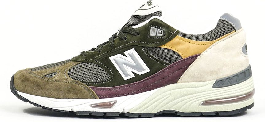 New Balance 991 Olive Burgundy Brown Desaturated