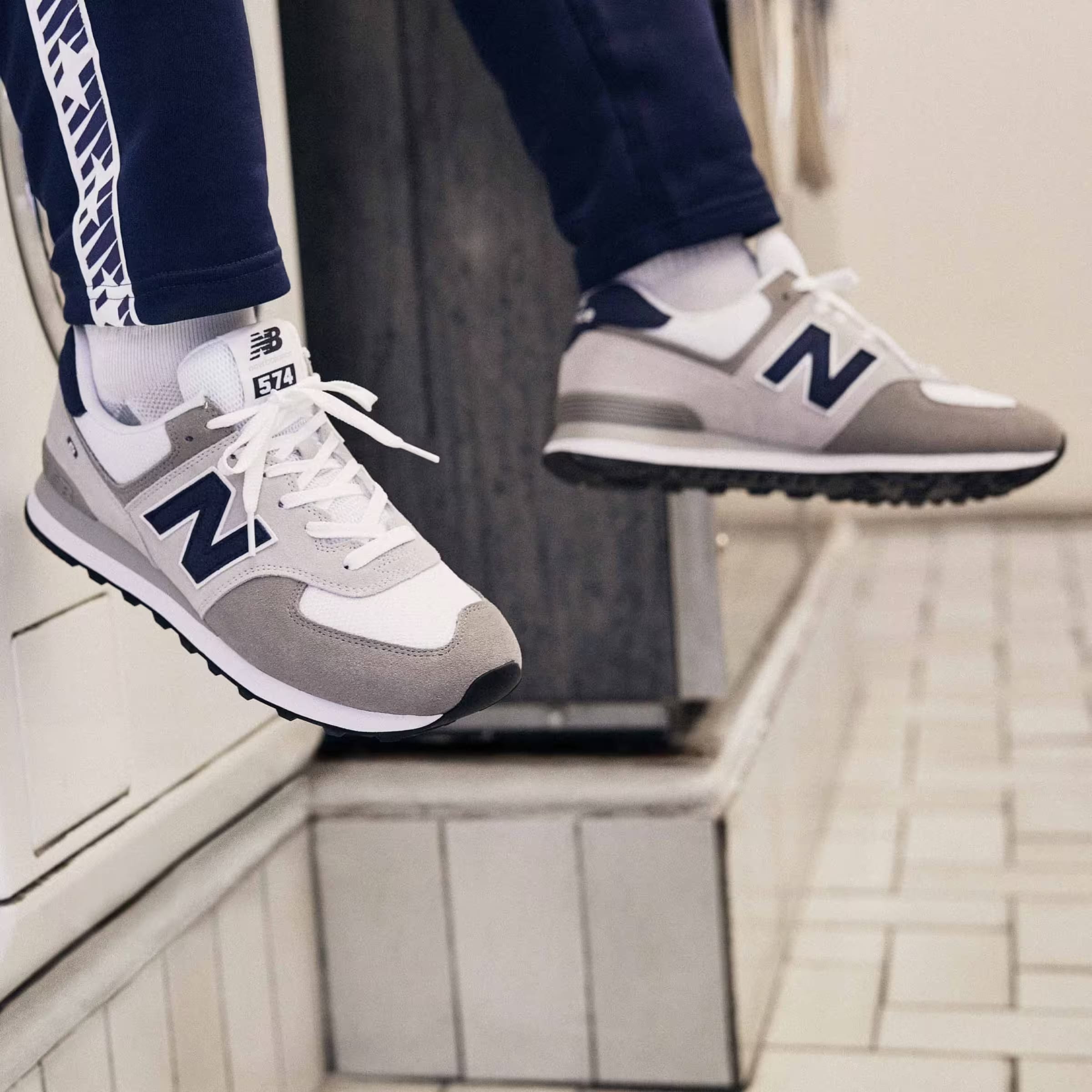 New Balance 574 Grey White Navy