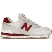 New Balance 574 White Red Gum