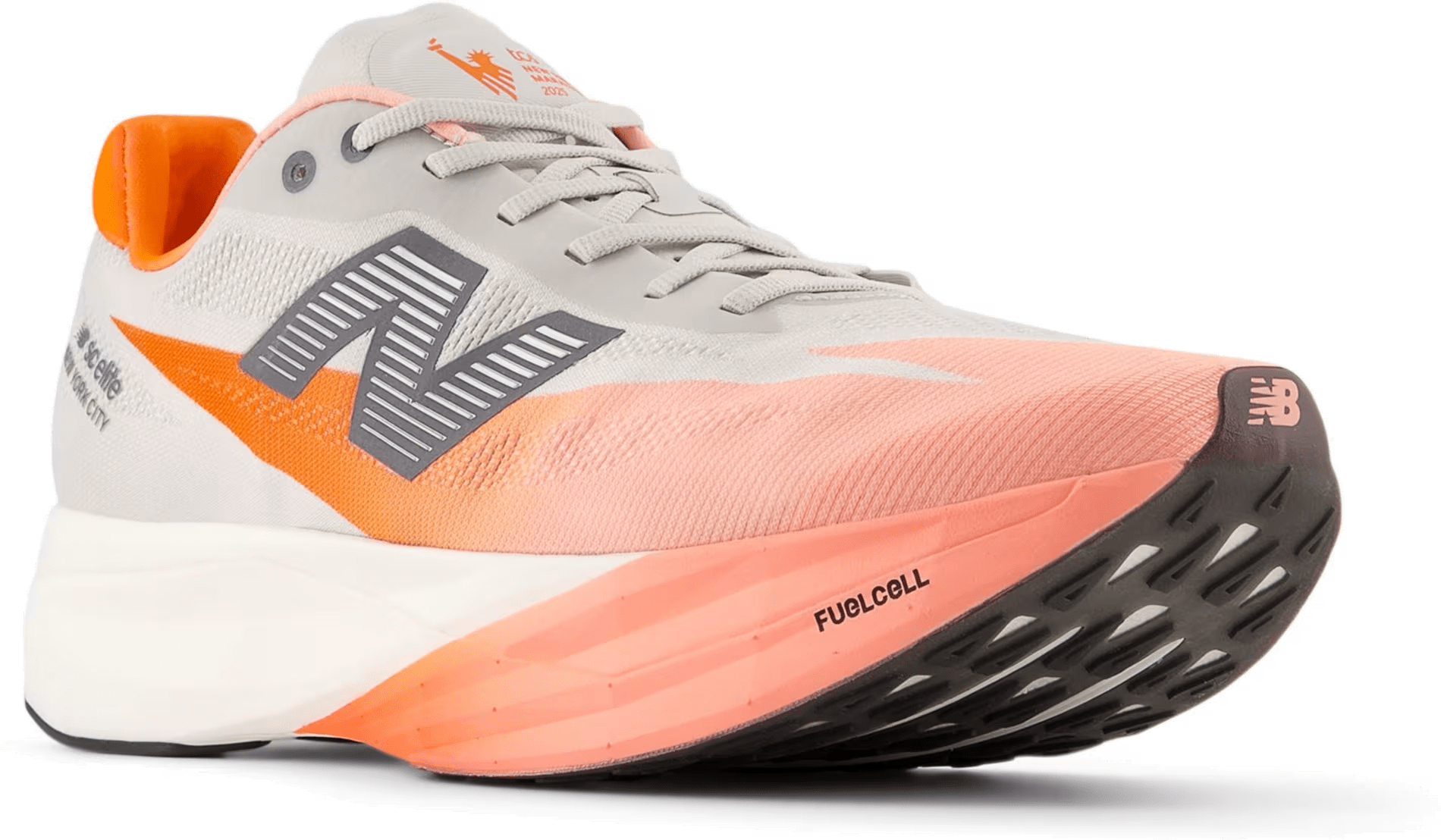 New Balance TCS NYC Marathon FuelCell SuperComp Elite v5 Grapefruit Grey Matter Poppy
