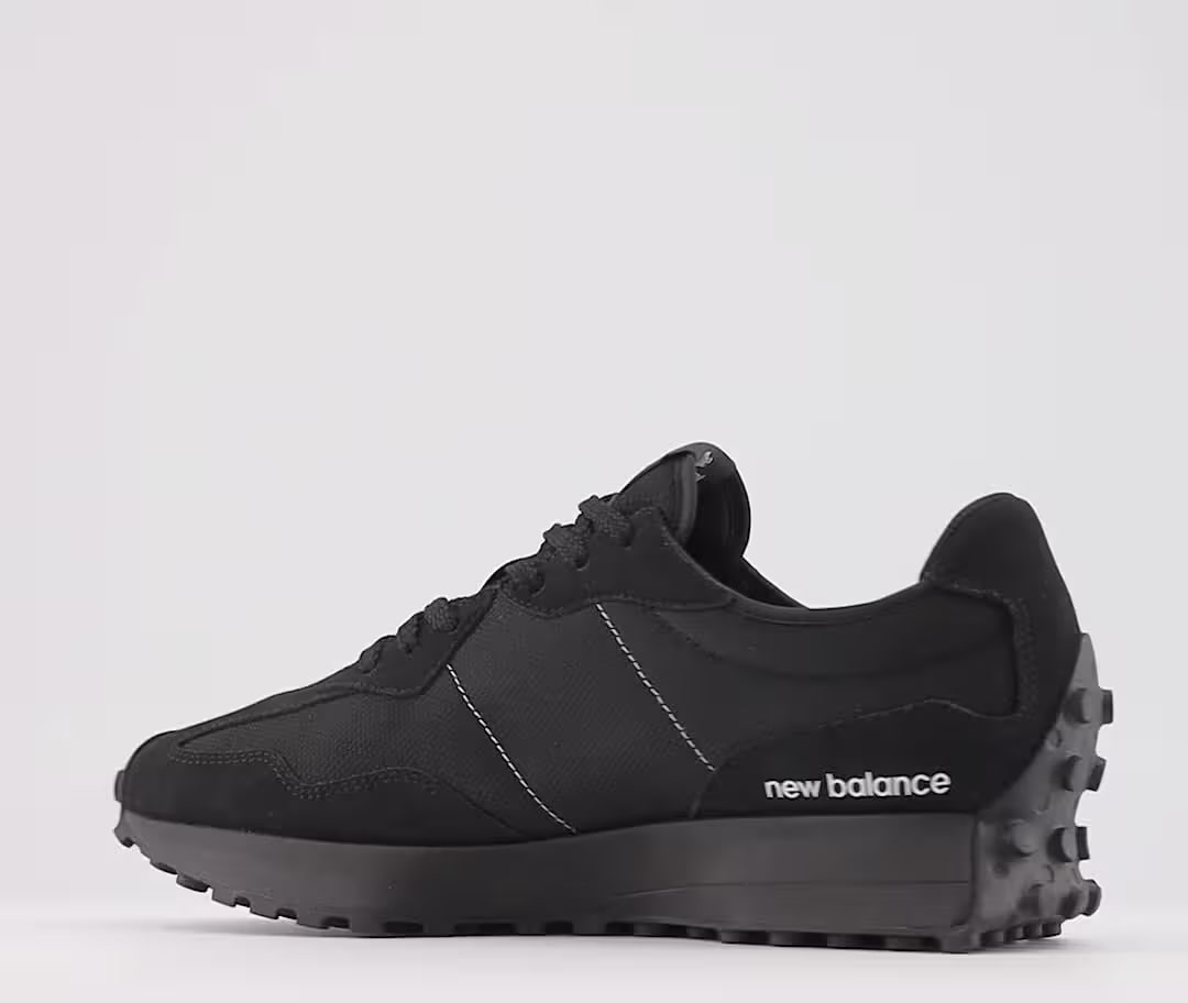 New Balance 327 Black White Tongue Logo