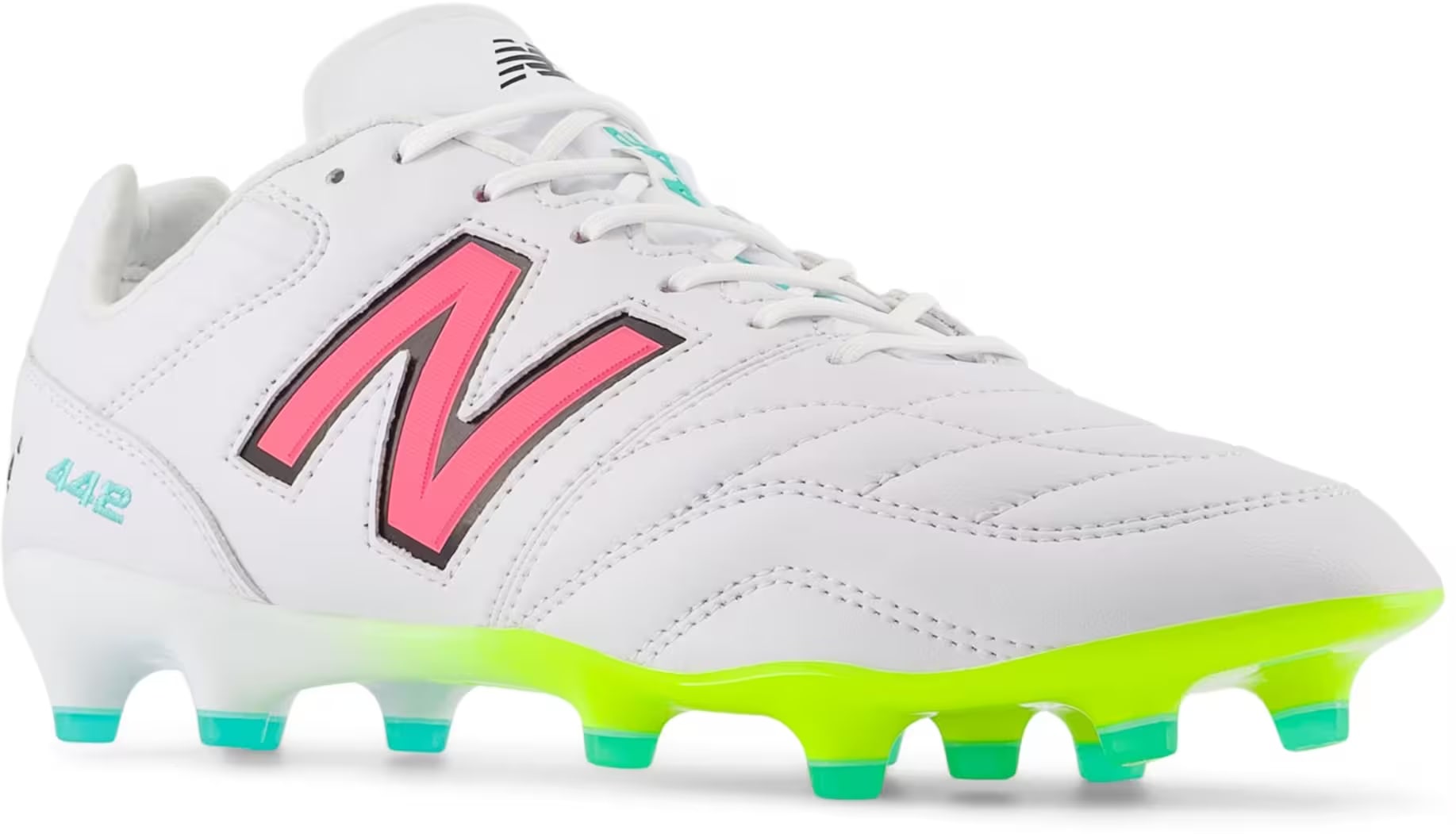 New Balance 442 Pro FG v2 White Hi-Lite Neon Pink