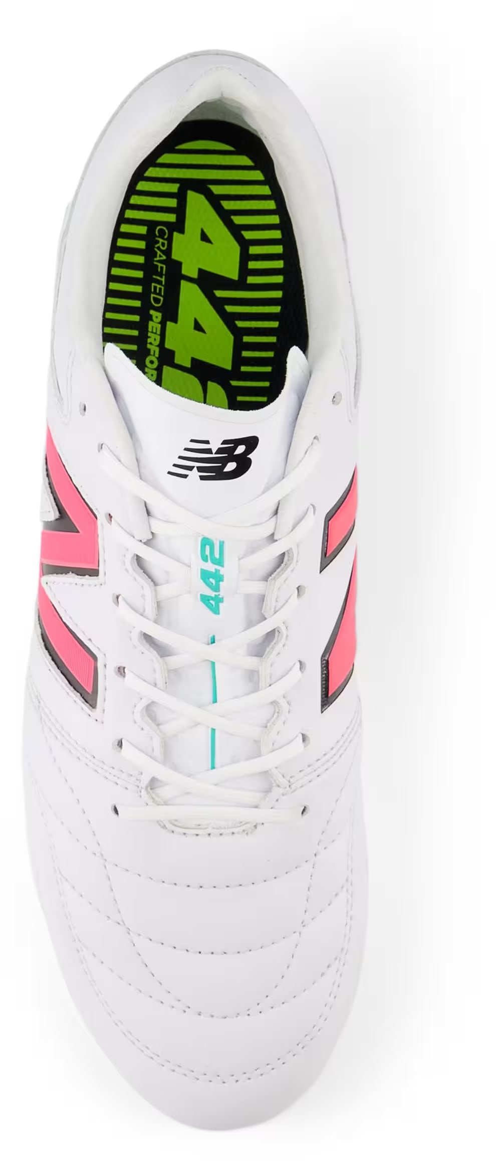New Balance 442 Pro FG v2 White Hi-Lite Neon Pink