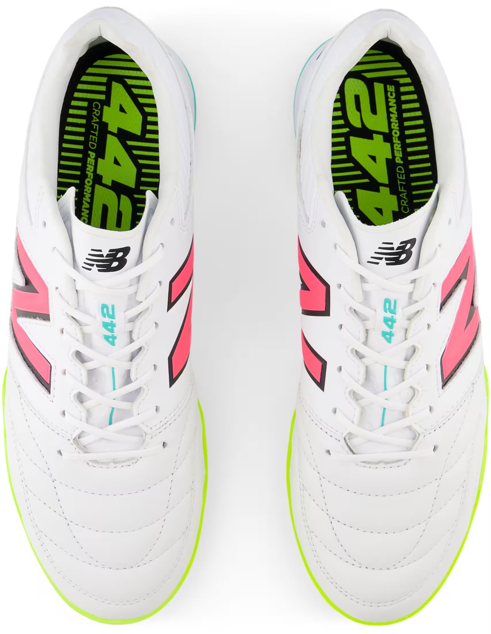 New Balance 442 Pro Indoor v2 White Hi-Lite Neon Pink