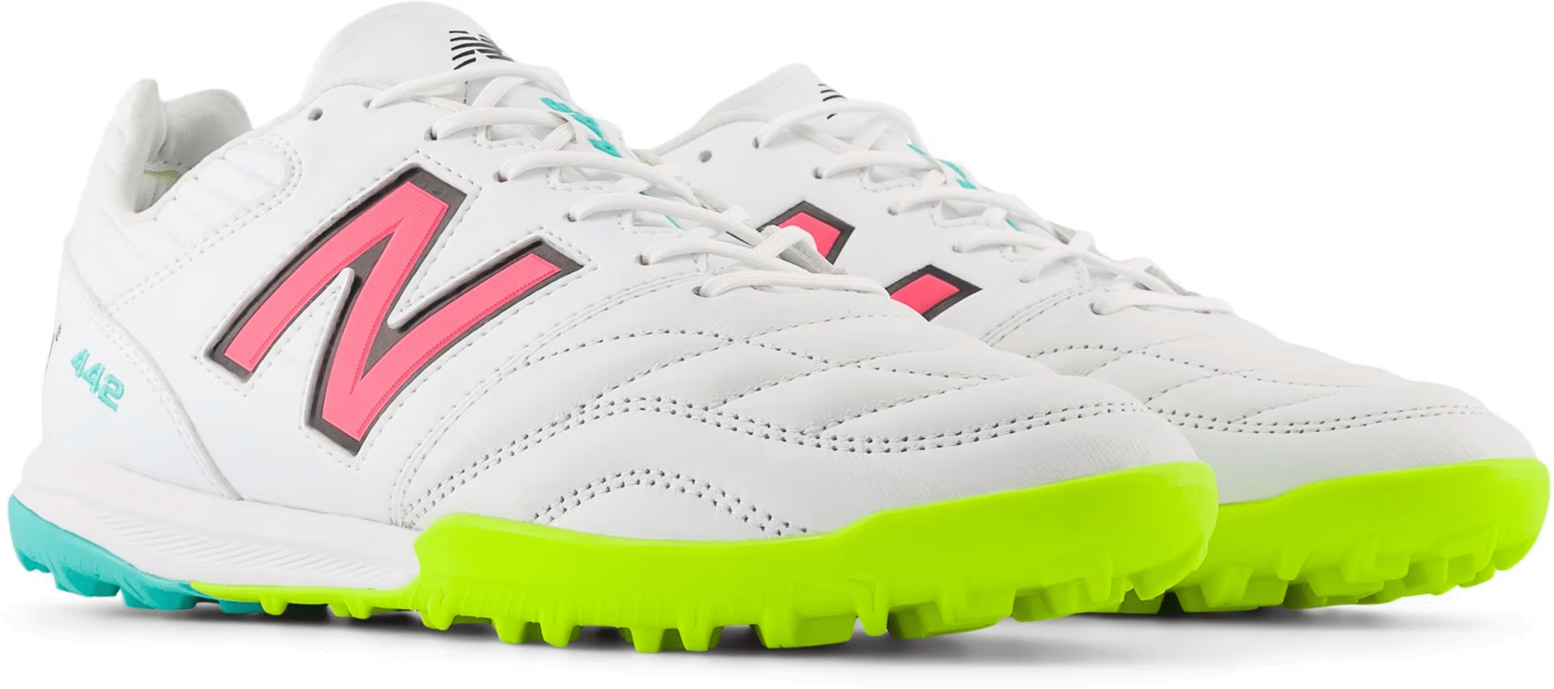 New Balance 442 Pro TF v2 White Hi-Lite Neon Pink