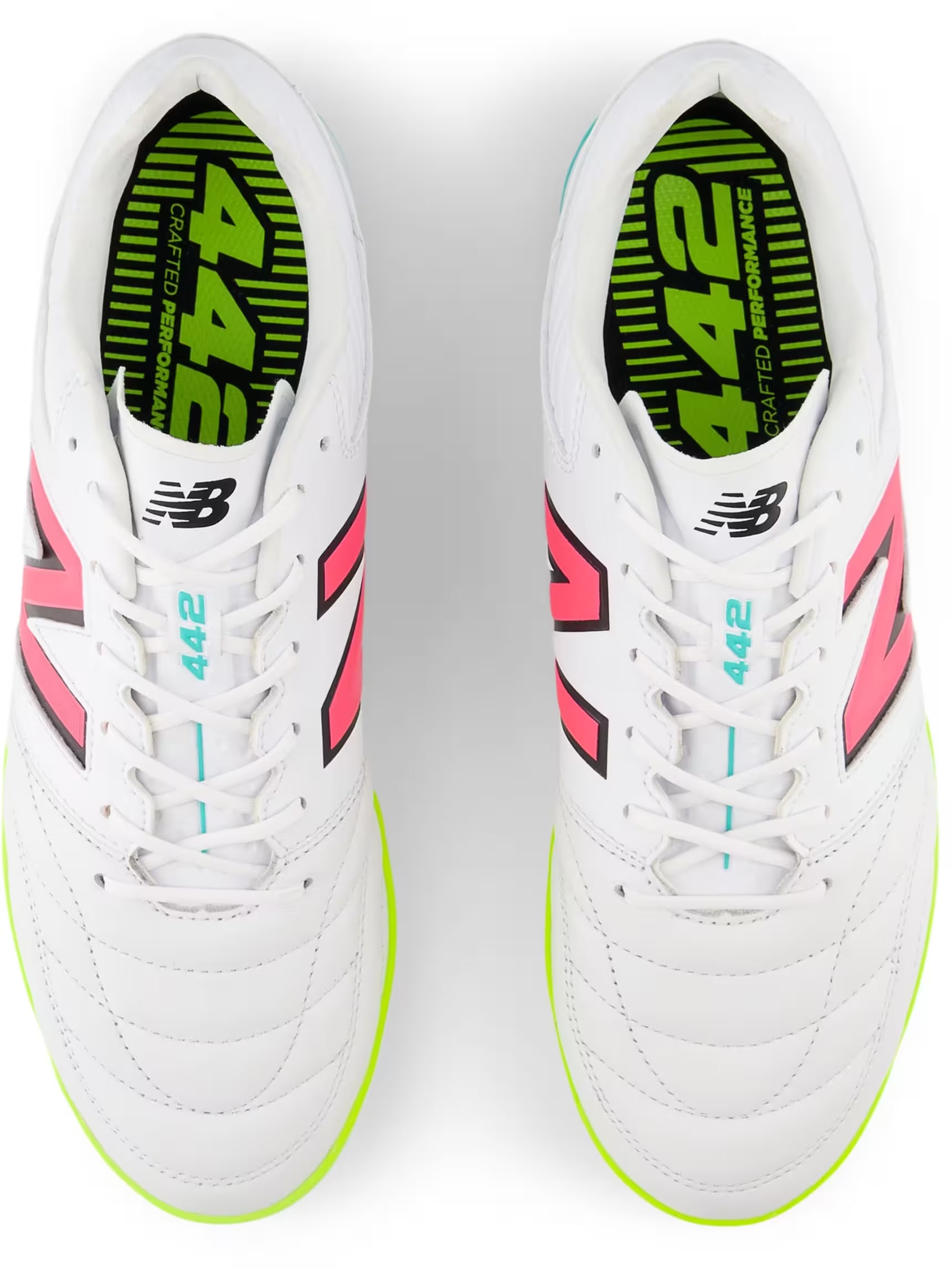 New Balance 442 Pro TF v2 White Hi-Lite Neon Pink