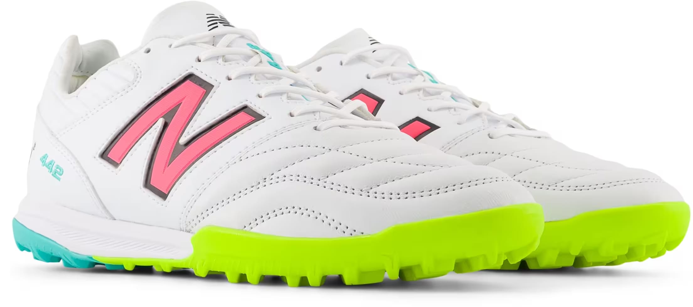 New Balance 442 Pro TF v2 White Hi-Lite Neon Pink