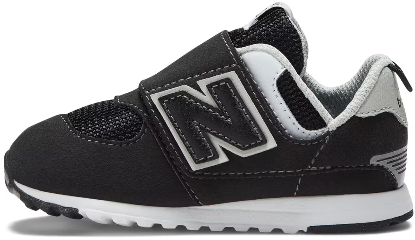 New Balance 574 Hook and Loop Black Silver Metallic (TD)