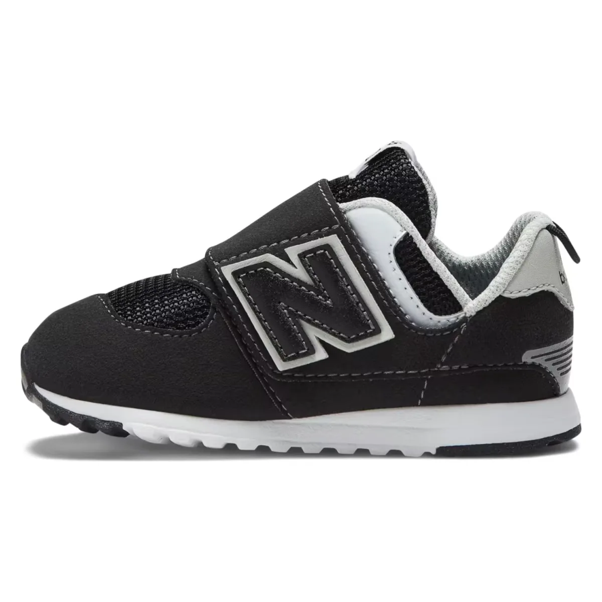 New Balance 574 Hook and Loop Black Silver Metallic (TD)