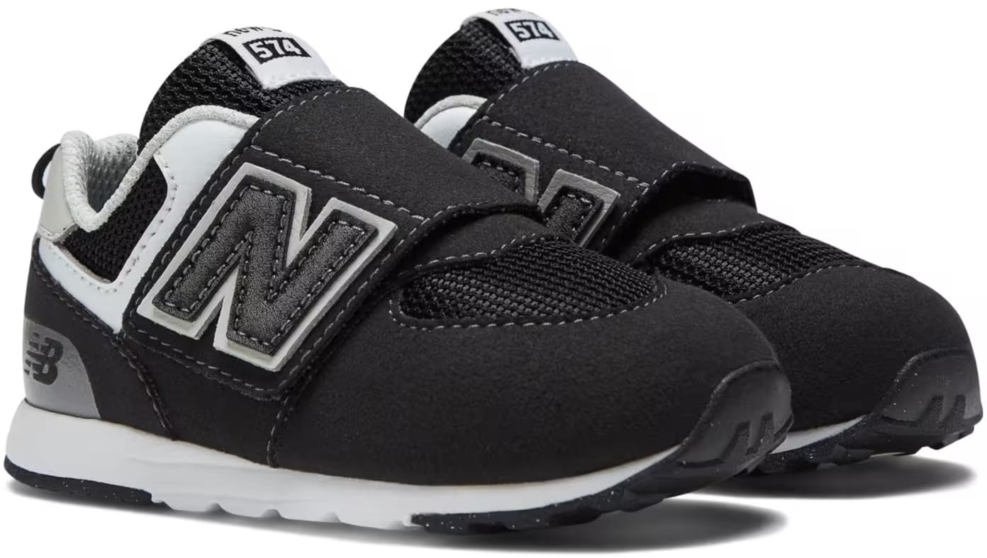 New Balance 574 Hook and Loop Black Silver Metallic (TD)