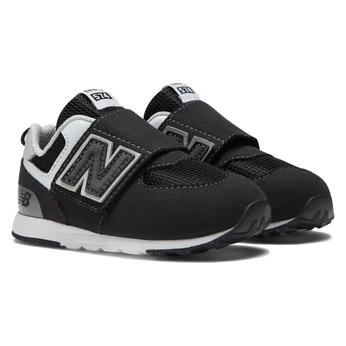 New Balance 574 Hook and Loop Black Silver Metallic (TD)