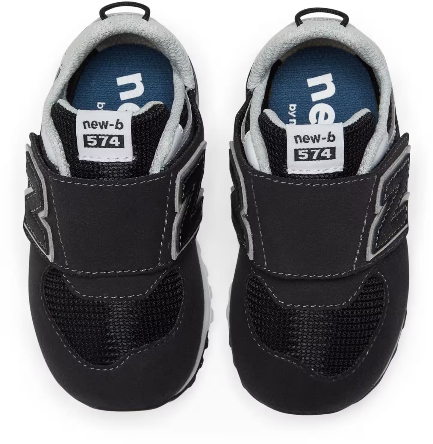 New Balance 574 Hook and Loop Black Silver Metallic (TD)