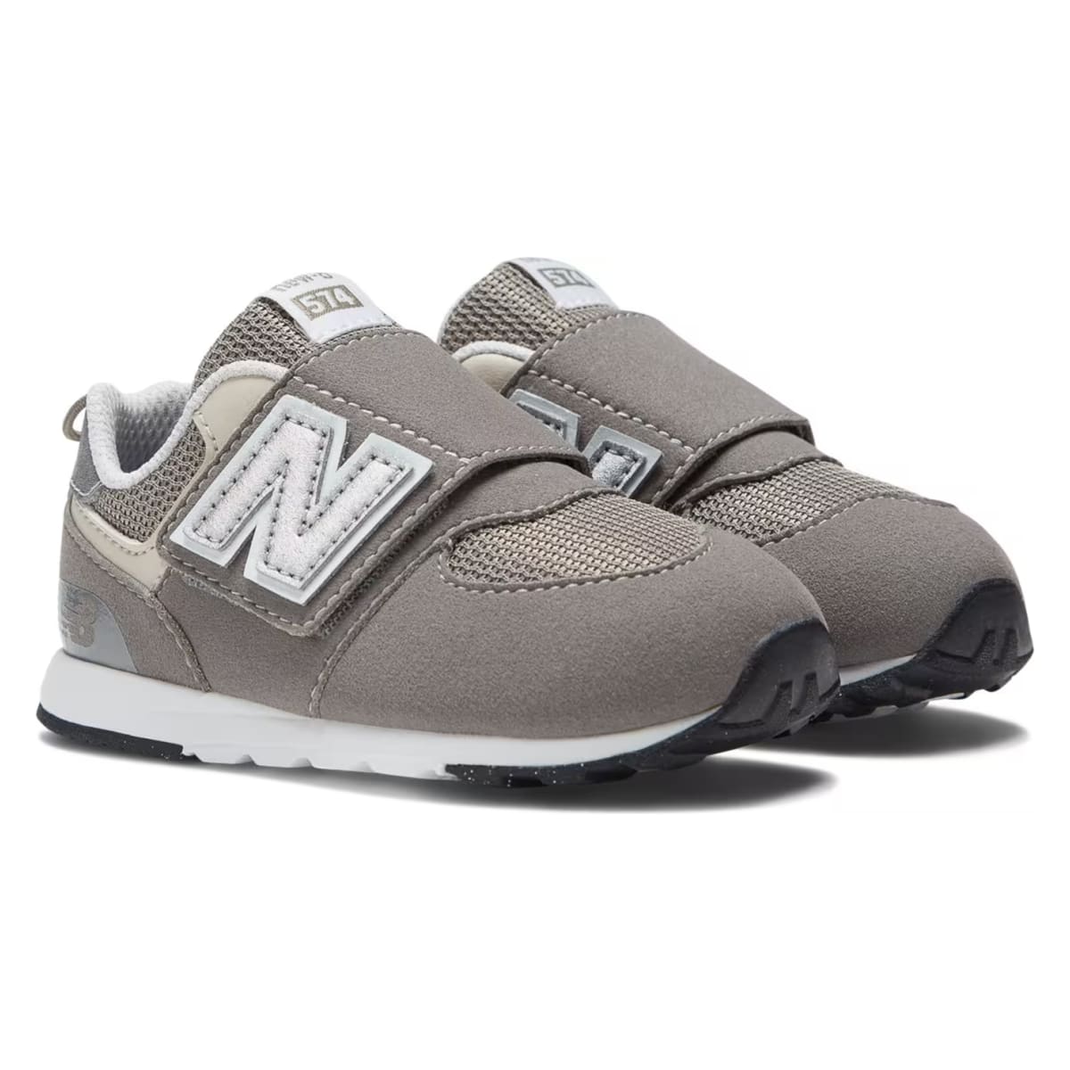 New Balance 574 Hook and Loop Rain Cloud Silver Metallic (TD)