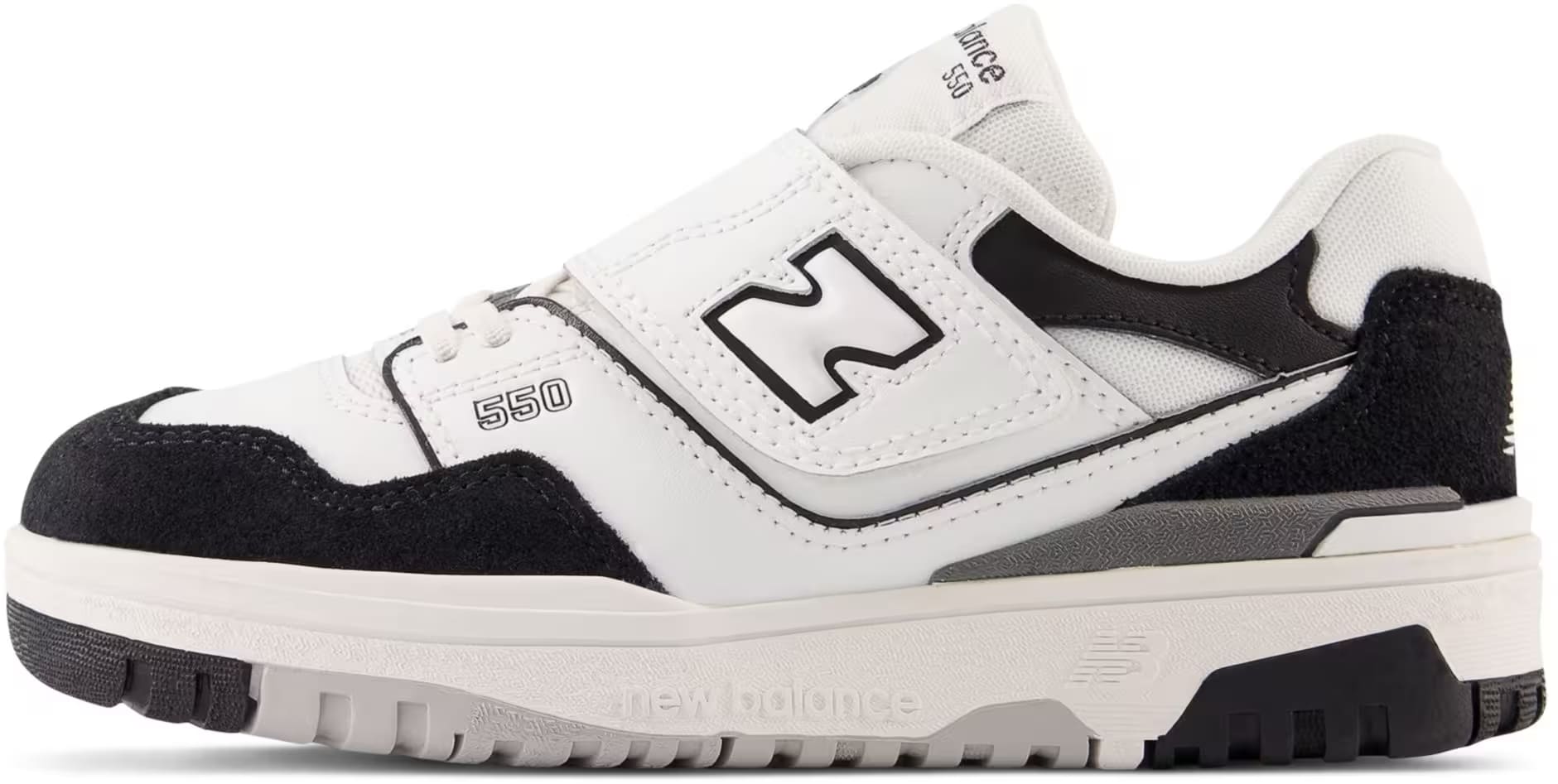 New Balance 550 Bungee Lace White Black Rain Cloud (PS)