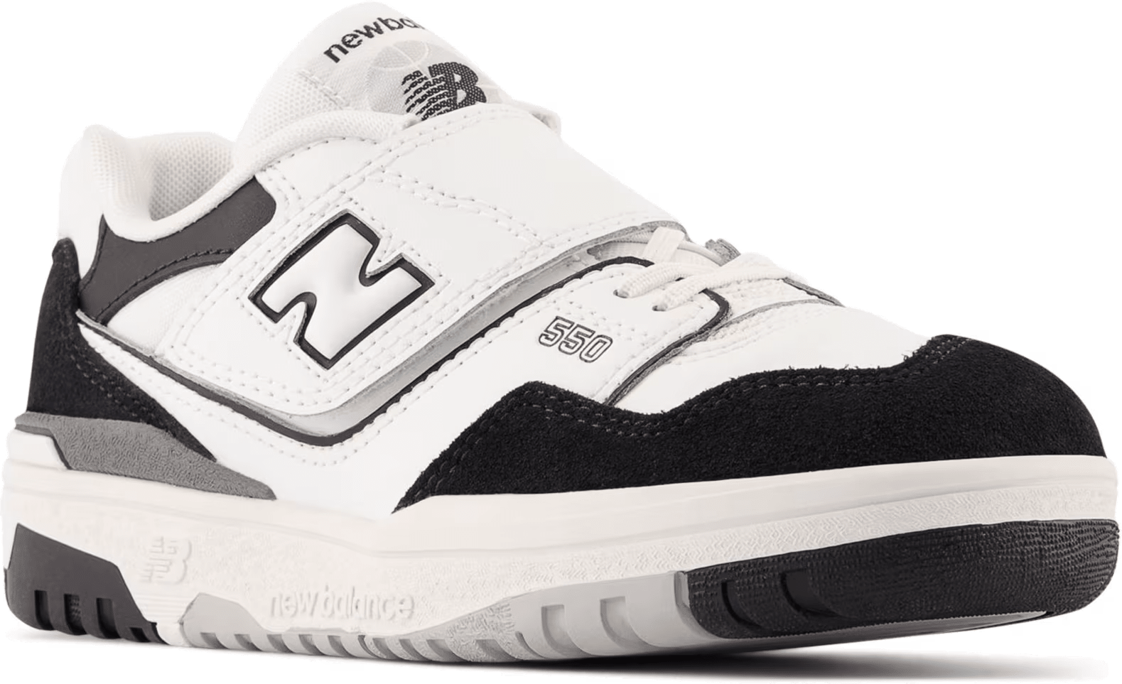 New Balance 550 Bungee Lace White Black Rain Cloud (PS)