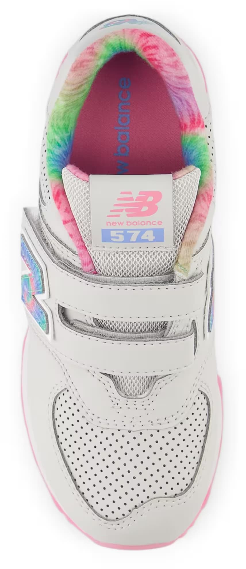 New Balance 574 Hook and Loop Grey Matter Signal Pink Tie-Dye (PS)