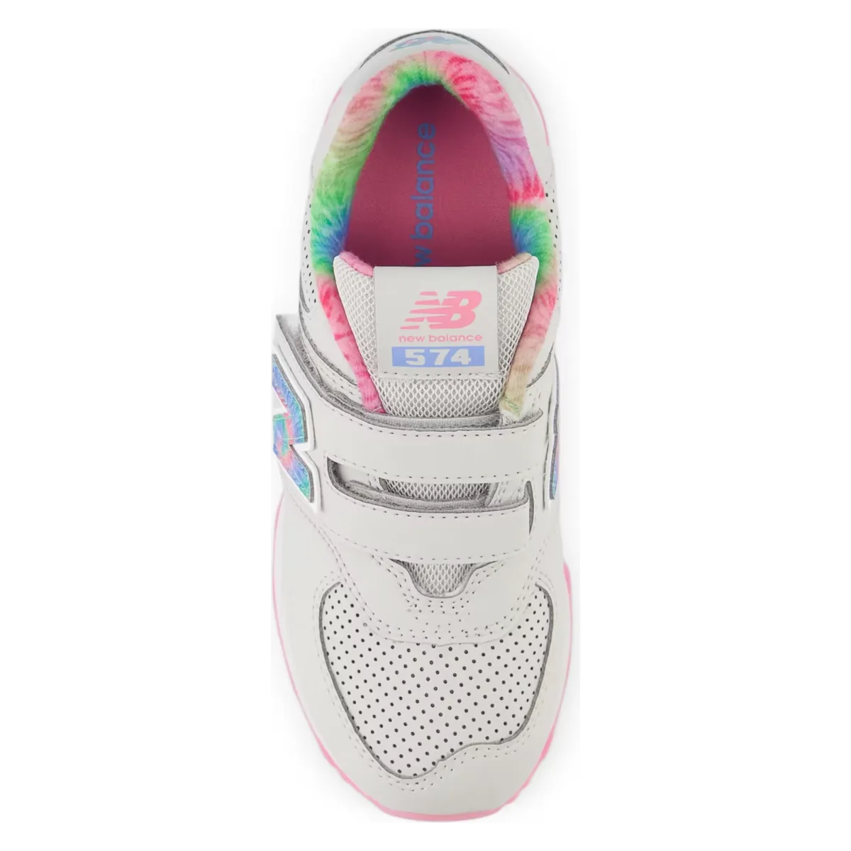 New Balance 574 Hook and Loop Grey Matter Signal Pink Tie-Dye (PS)