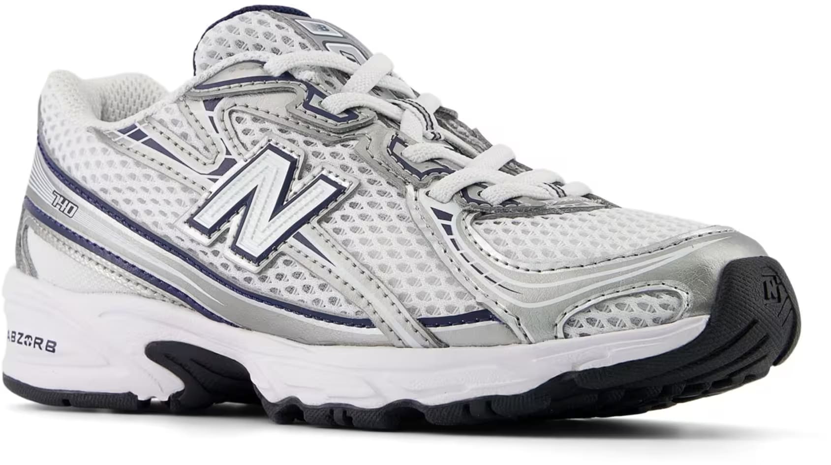 New Balance 740 Bungee Lace White Metallic Silver Navy (PS)
