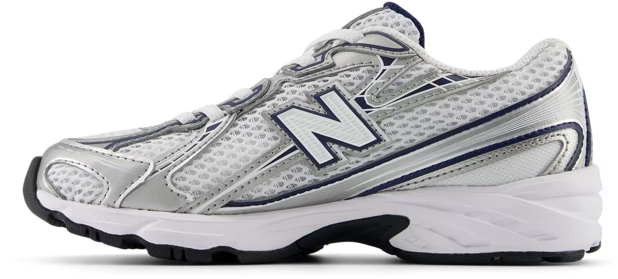 New Balance 740 Bungee Lace White Metallic Silver Navy (PS)