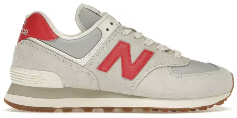 New Balance 574 White Red Grey Gum