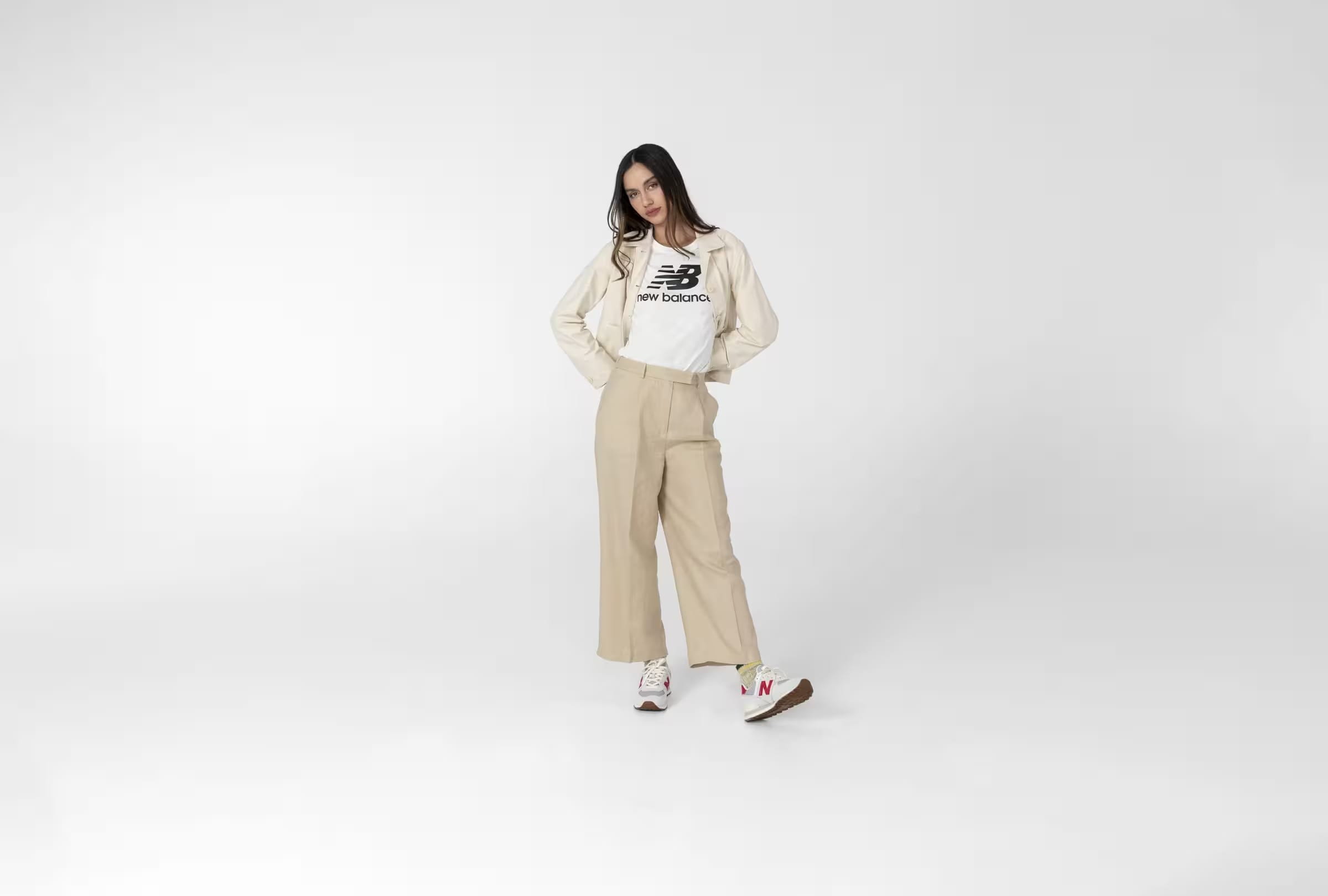 New Balance 574 White Red Grey Gum